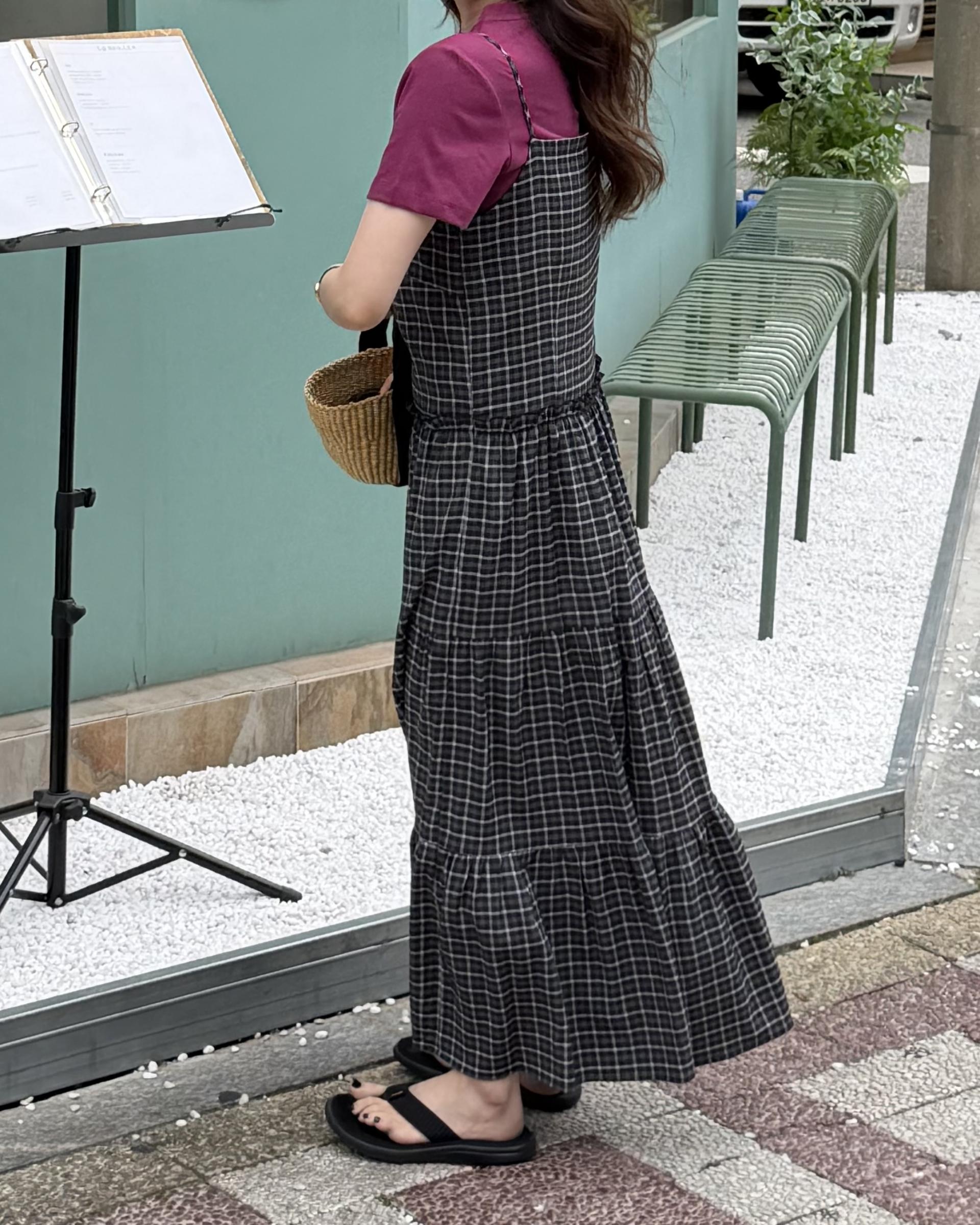 kate check dress (black/blue)