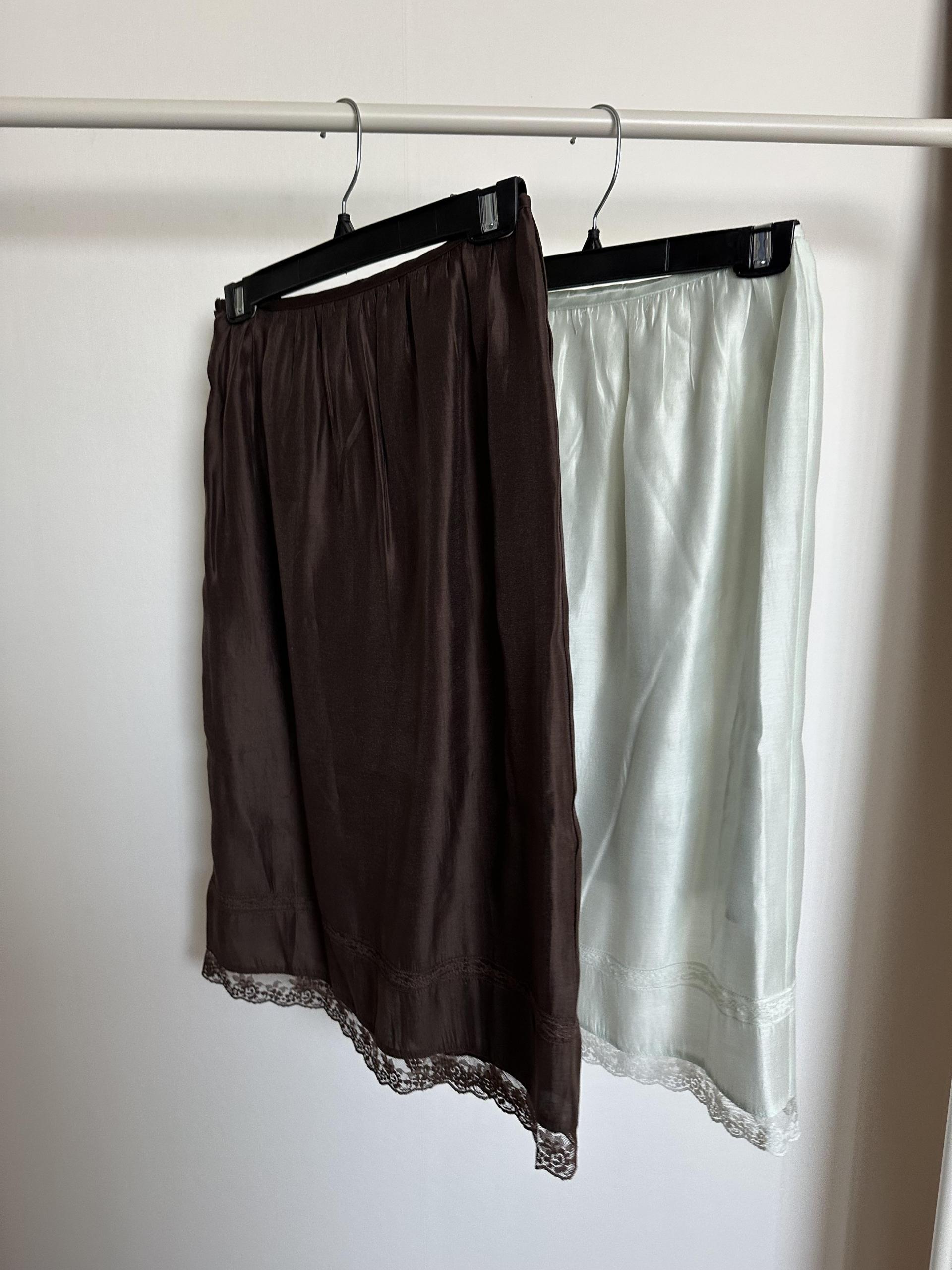 silk lace skirt (mint/brown)