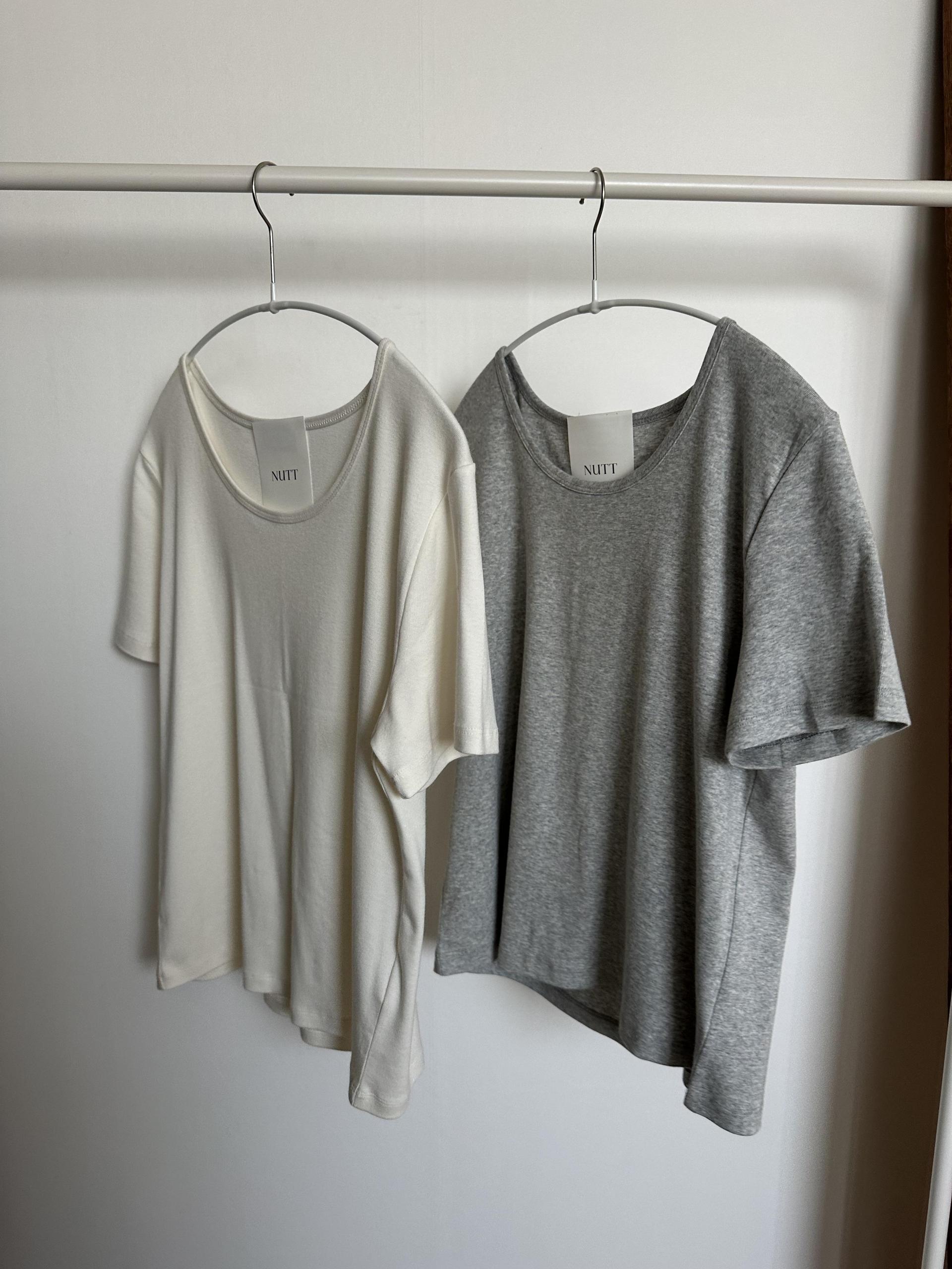 hul u-neck top (cream/melange grey)