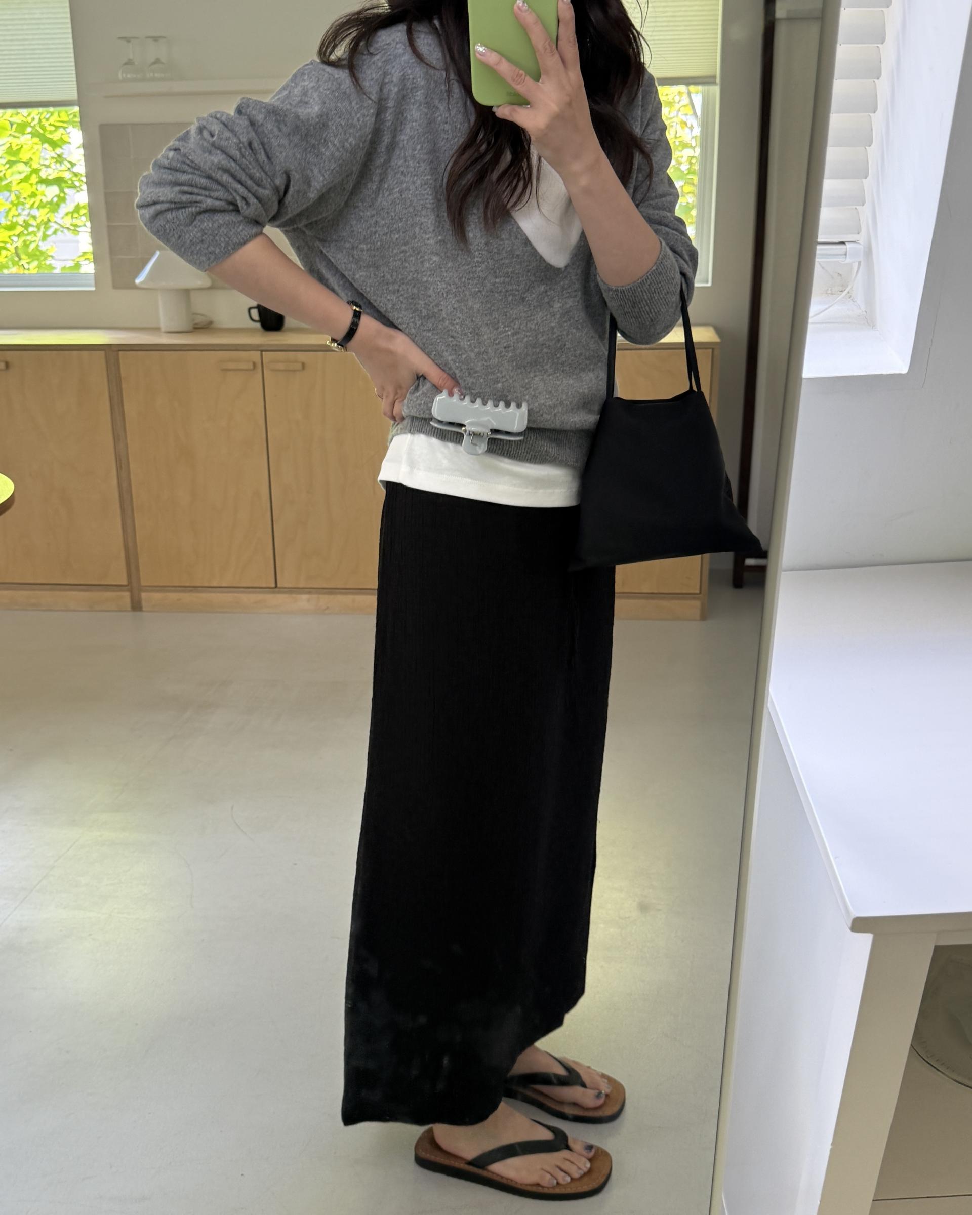 base wrinkle skirt (black/cream)