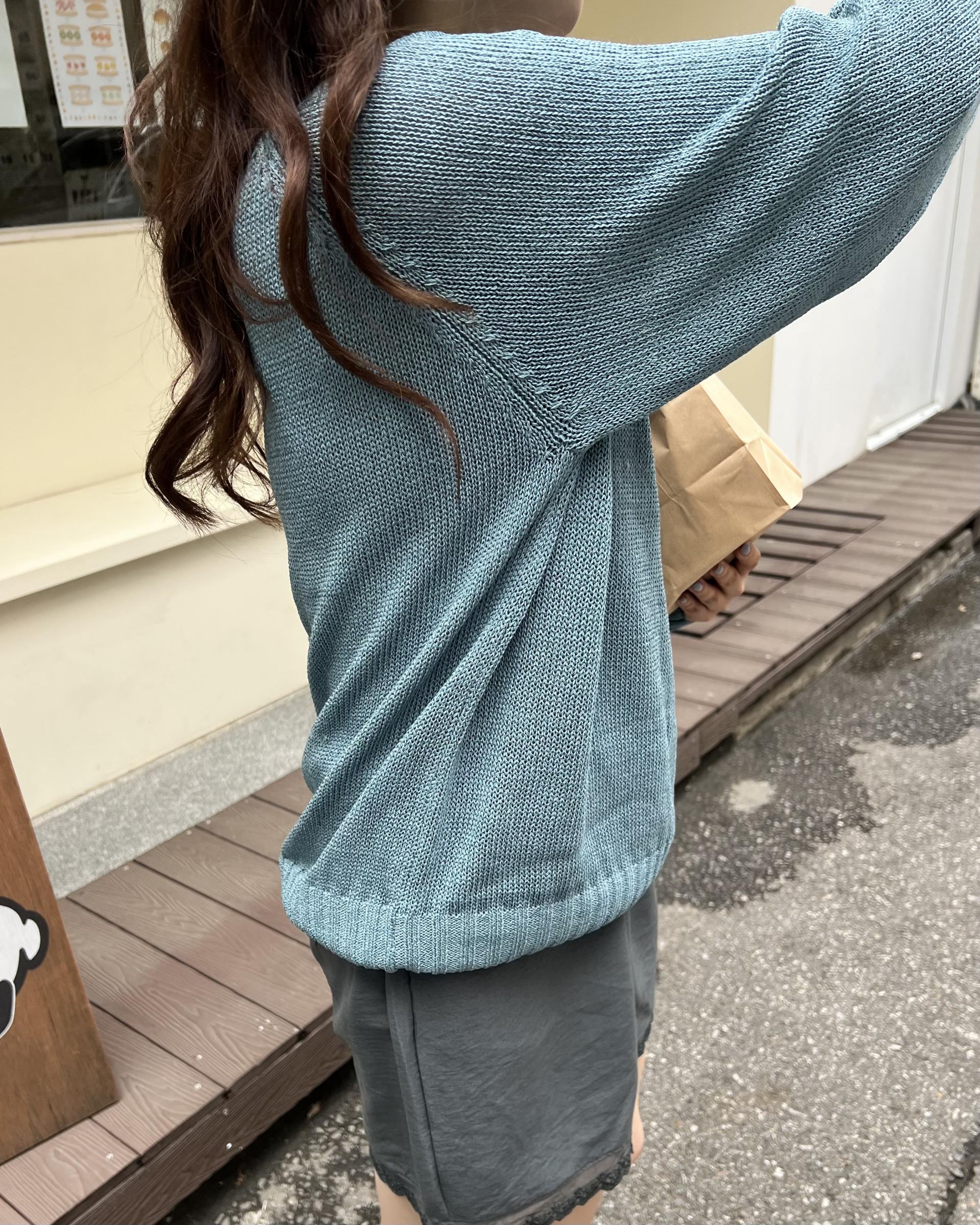 meet round knit(turkish blue/cream)