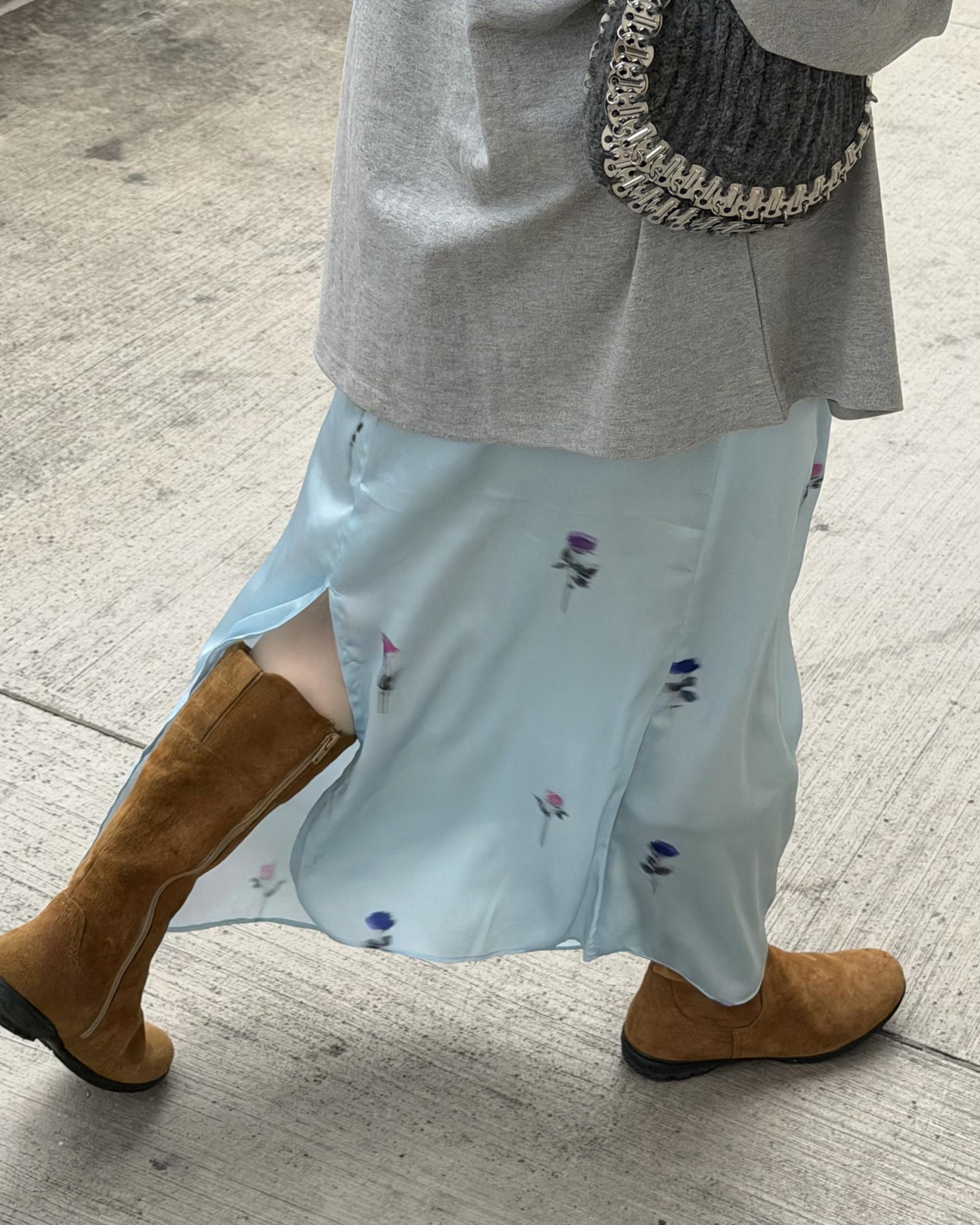 domingo flower skirt (sky blue)