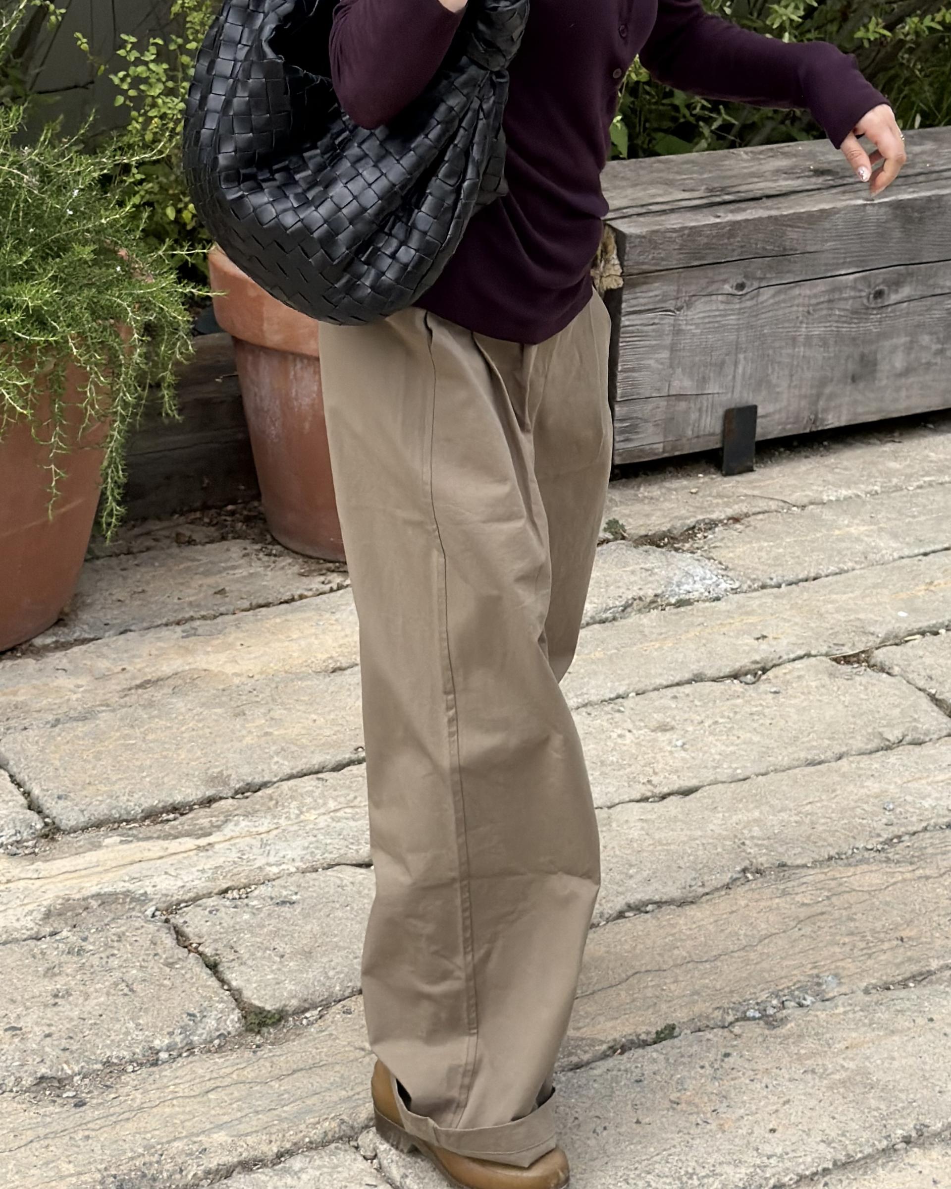 cotton pintuck pants (navy/cream/khaki)