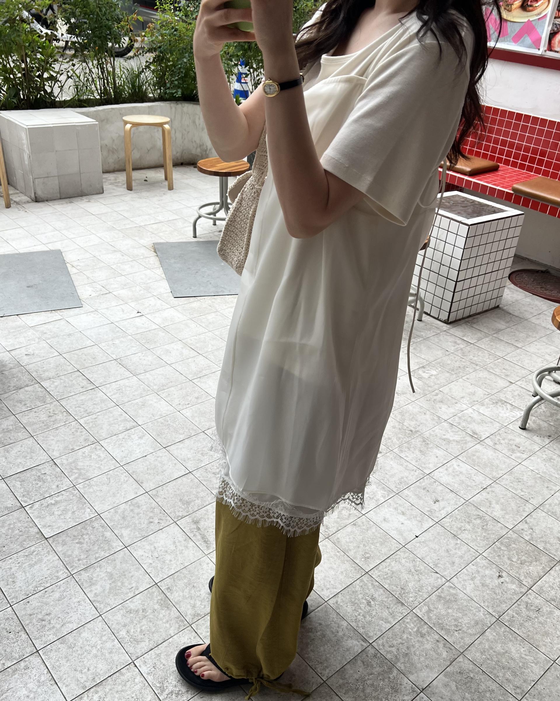 sheer layered dress (cream/dusty pink)