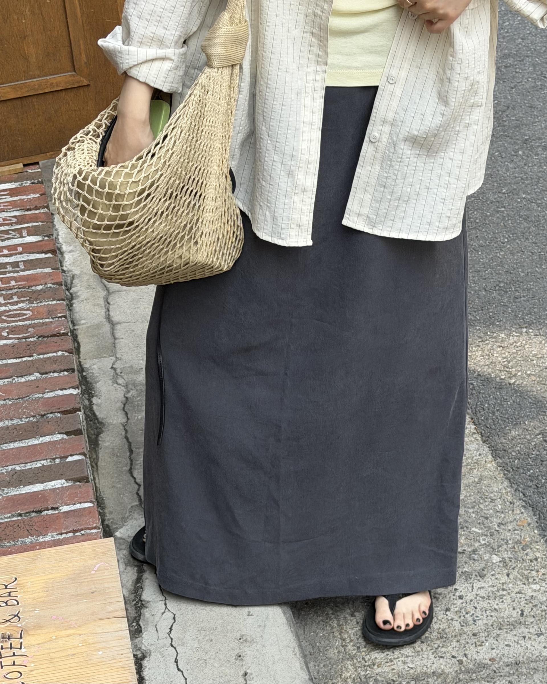 tacit stripe shirt (beige/blue)