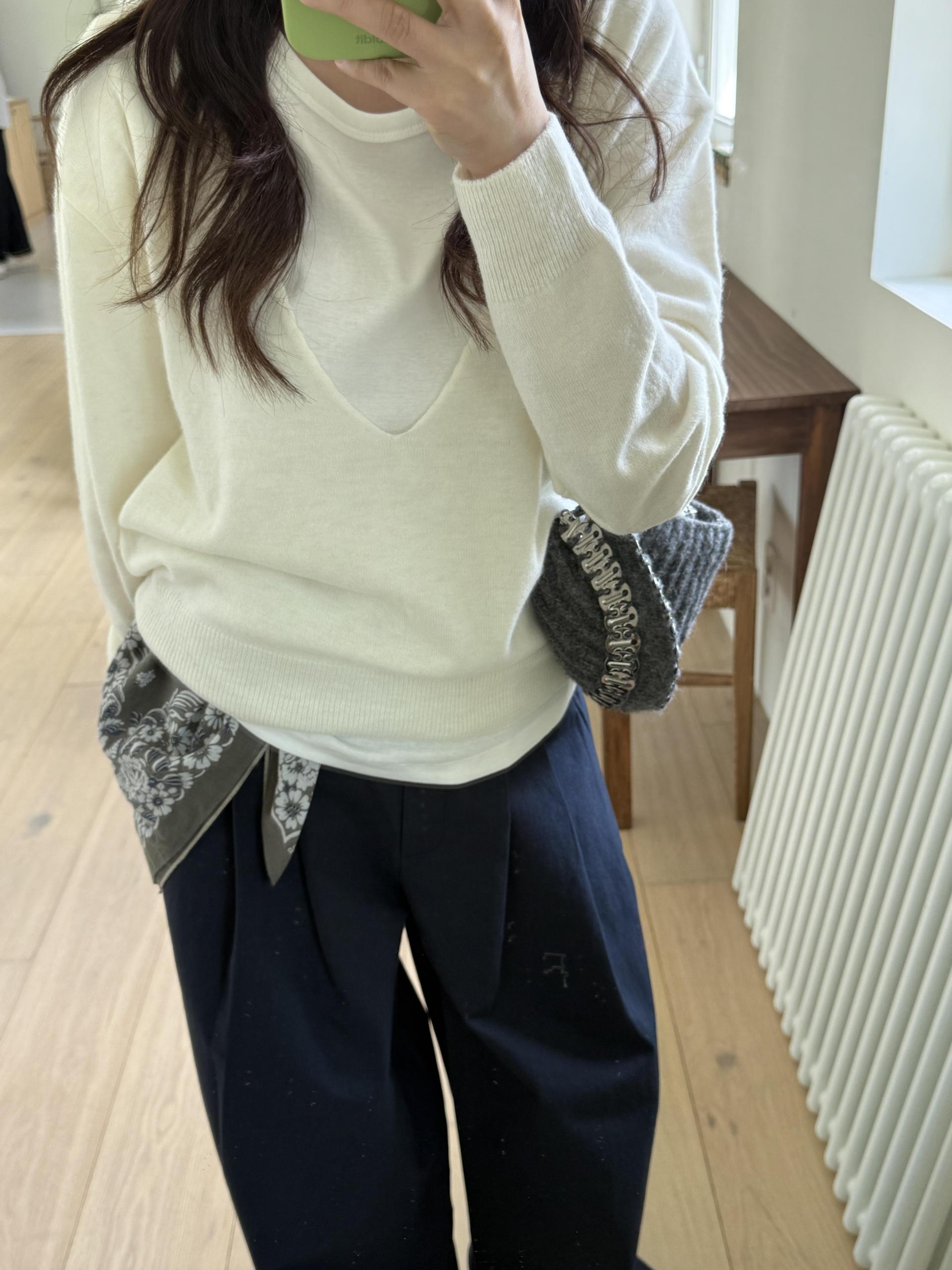 cotton pintuck pants (navy/cream/khaki)