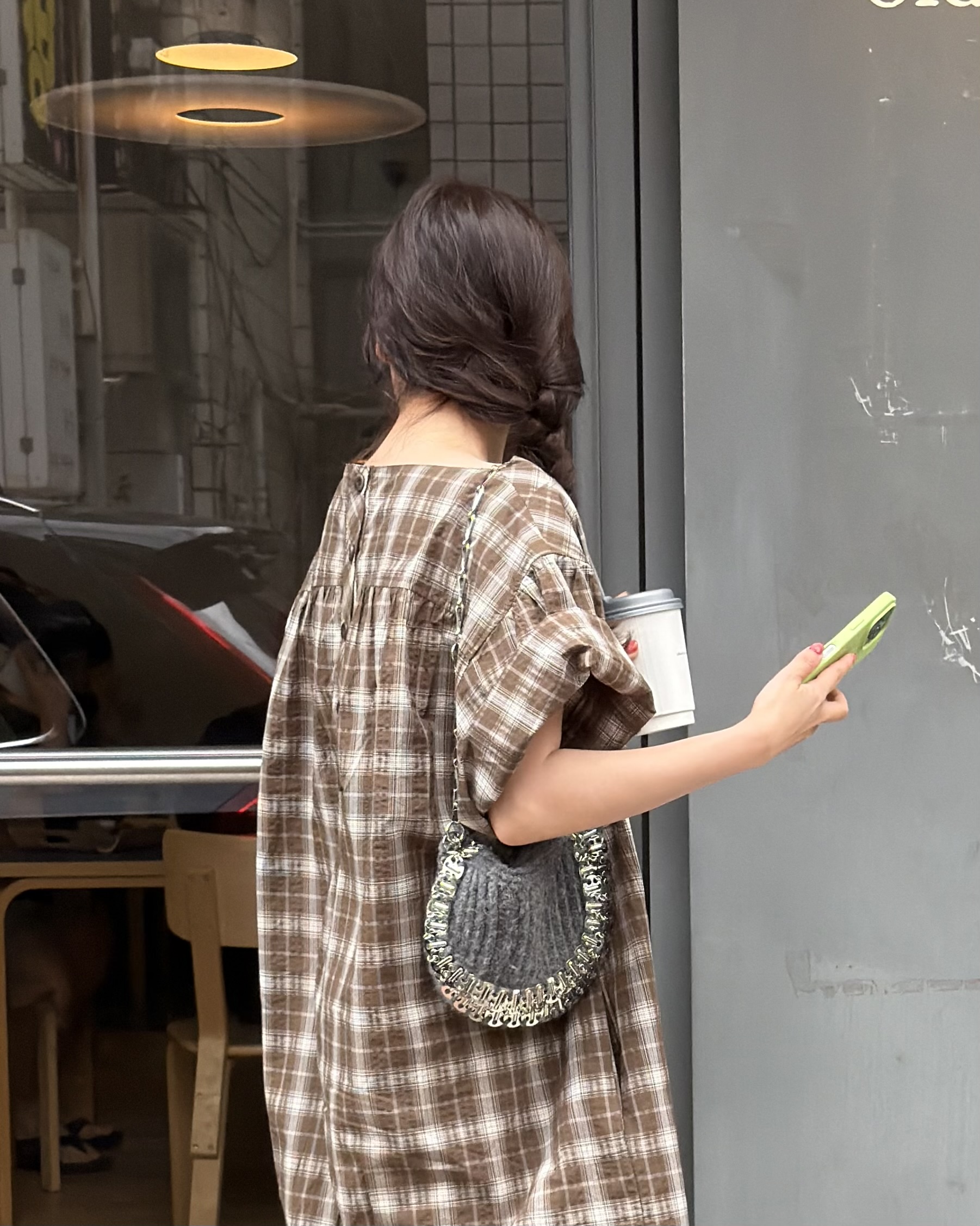 brioche check dress (mocha)