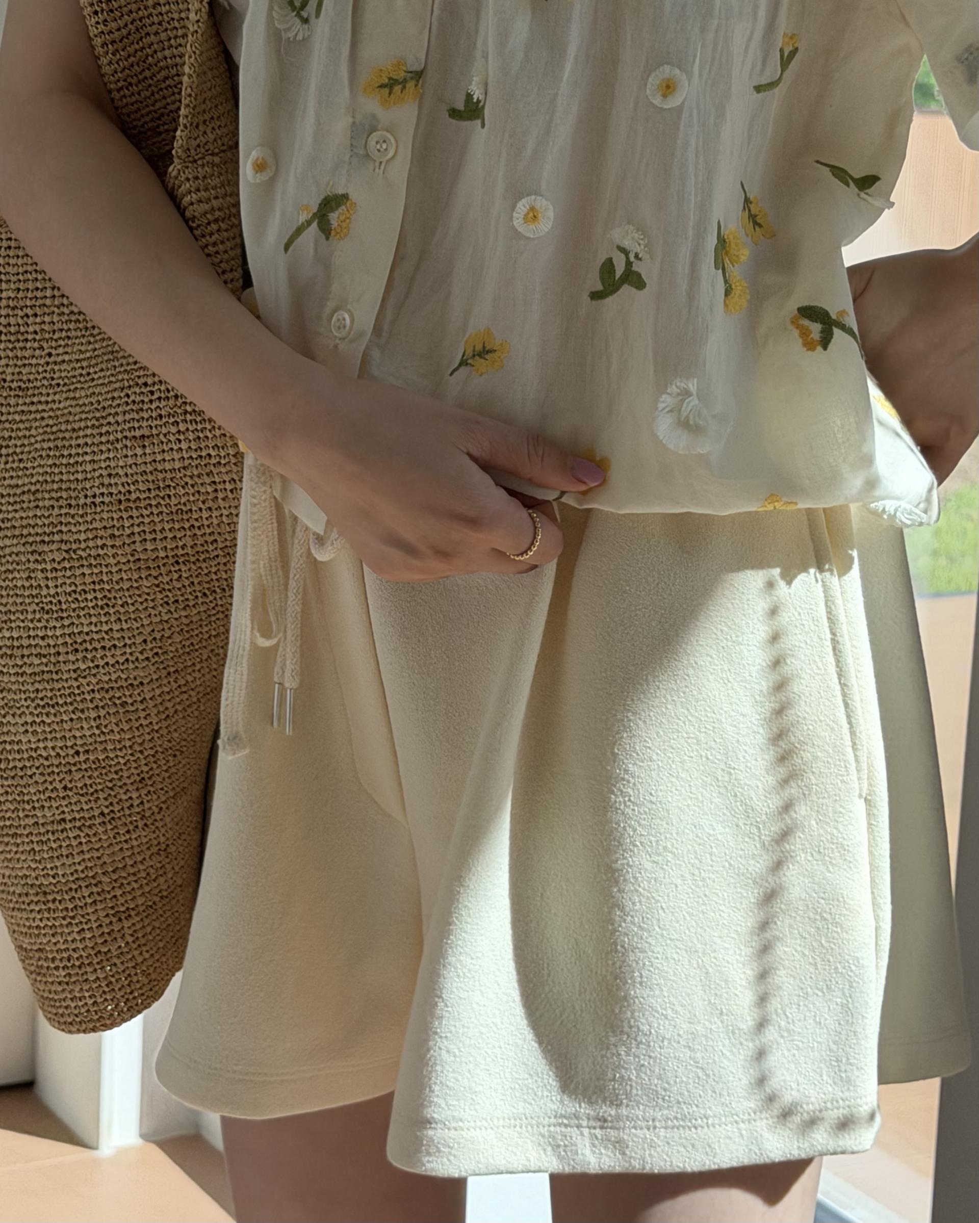 cream terry shorts