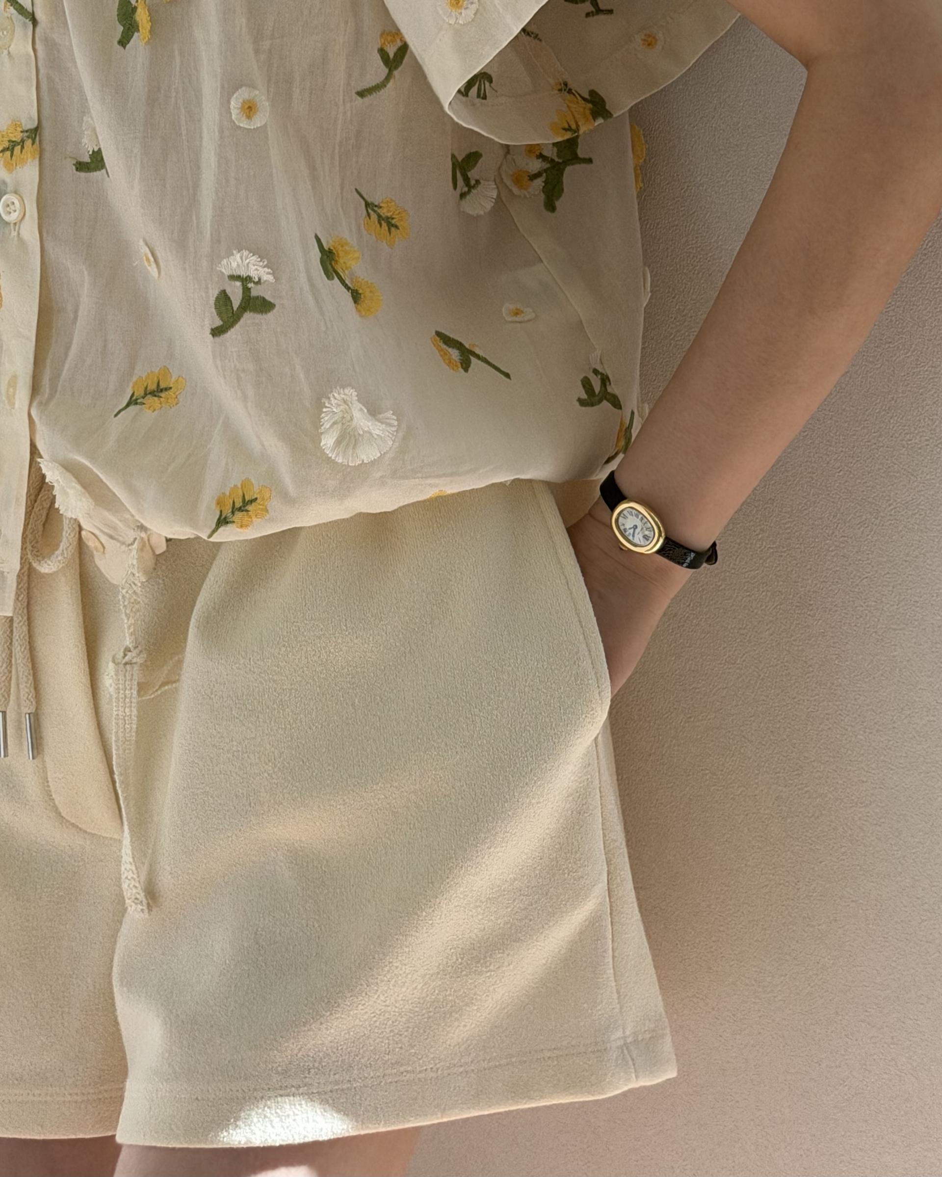 cream terry shorts