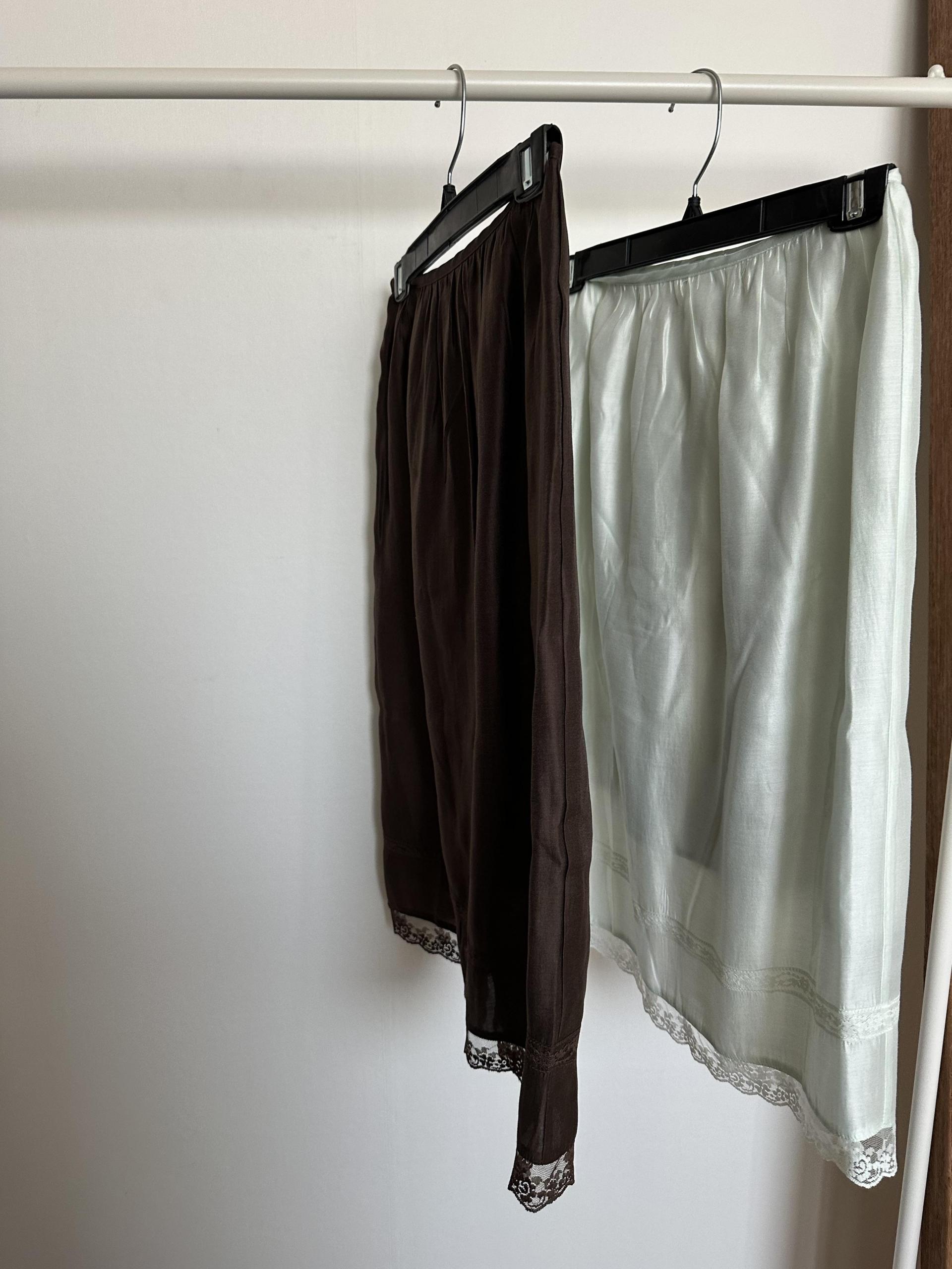 silk lace skirt (mint/brown)