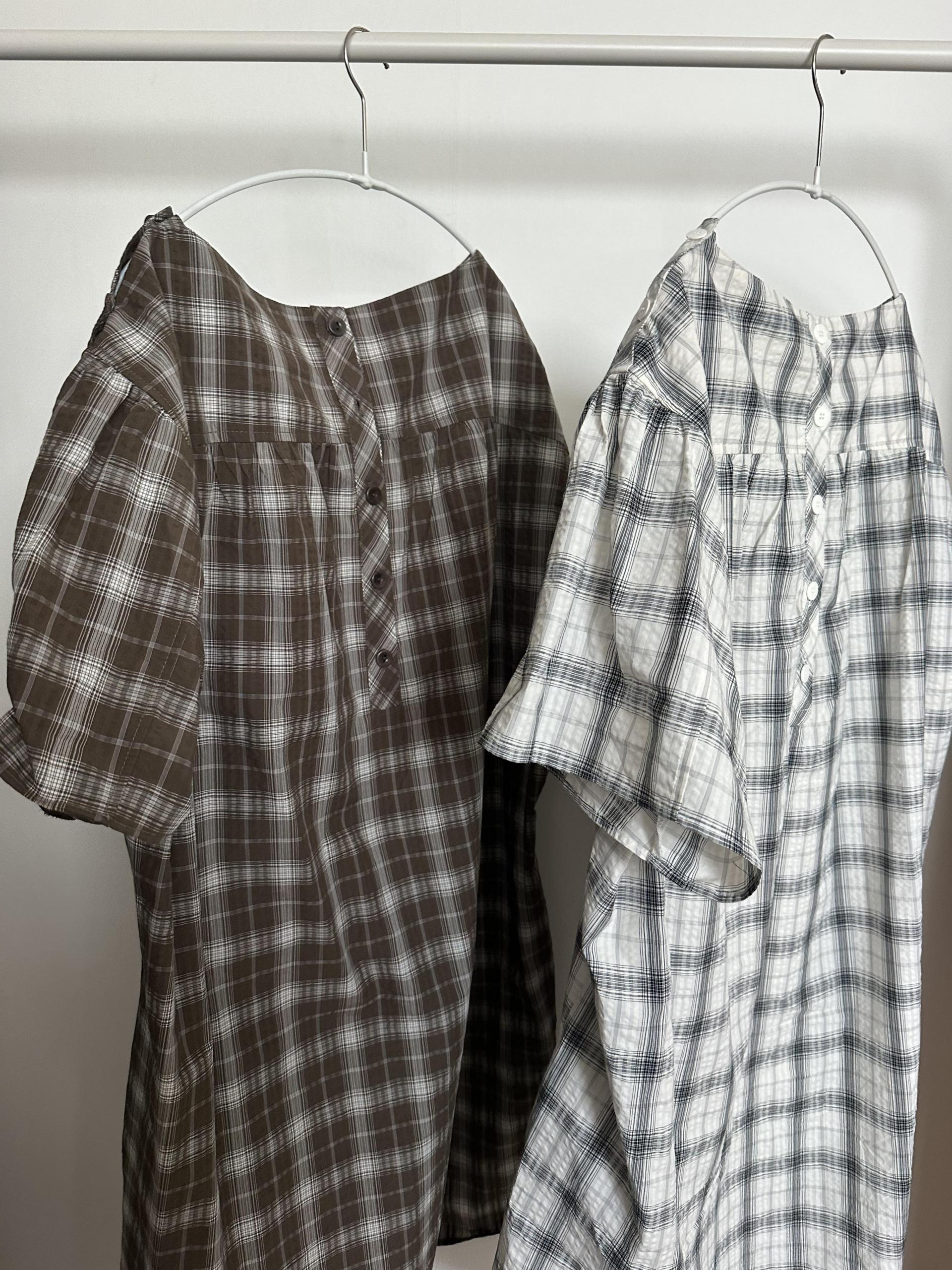 brioche check dress (cream)