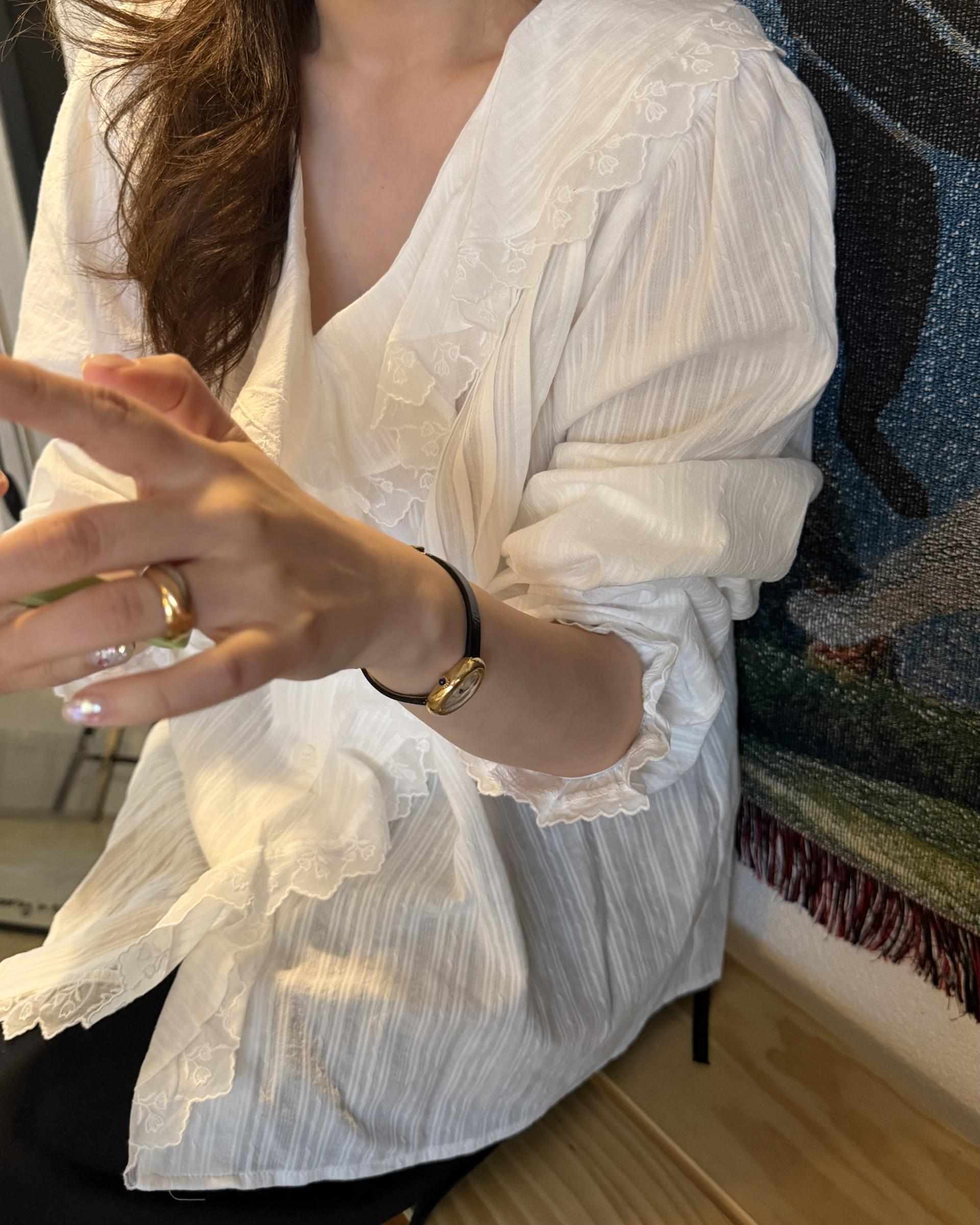 cottage ruffle lace blouse (white/check)