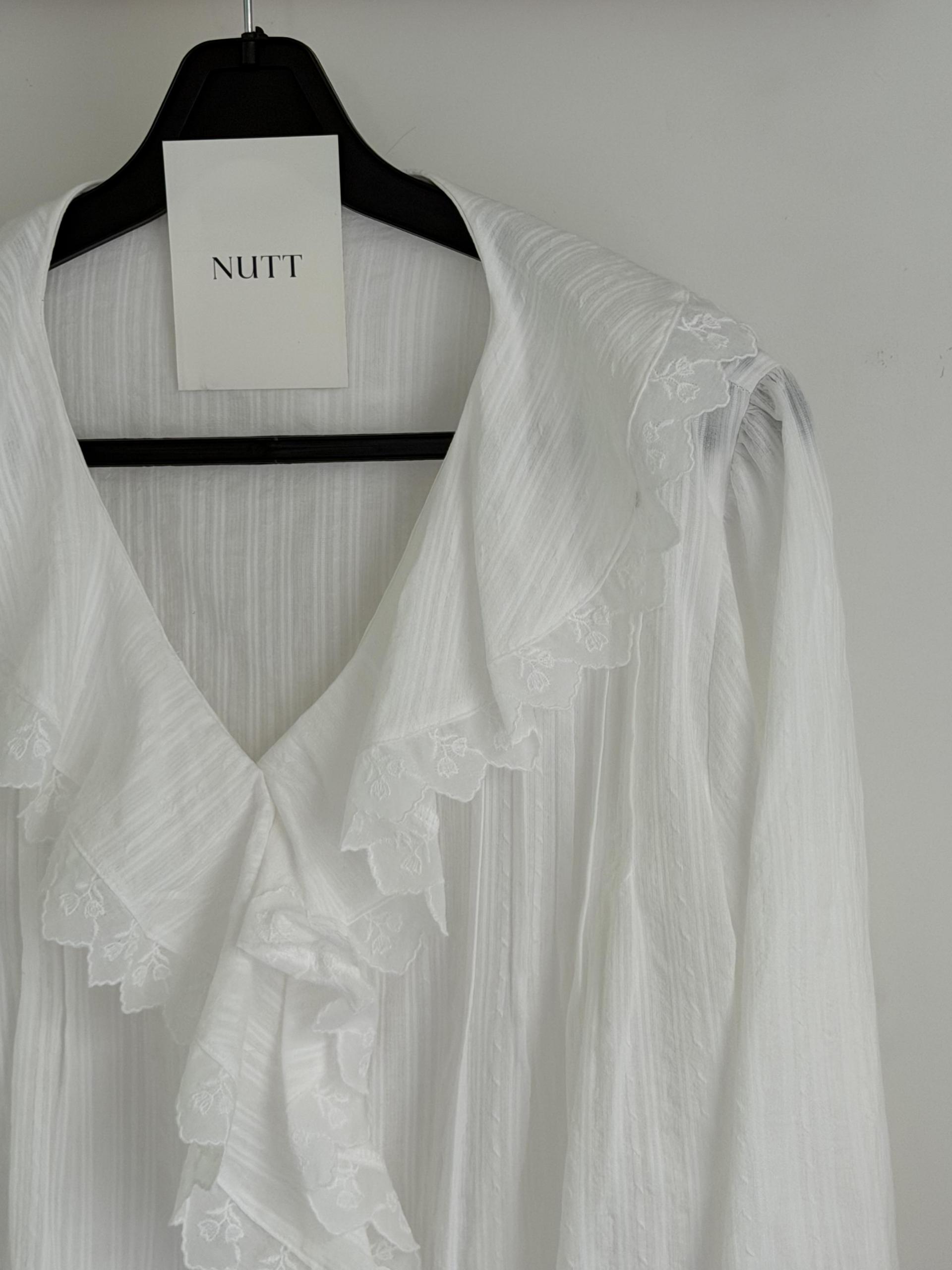 cottage ruffle lace blouse (white/check)
