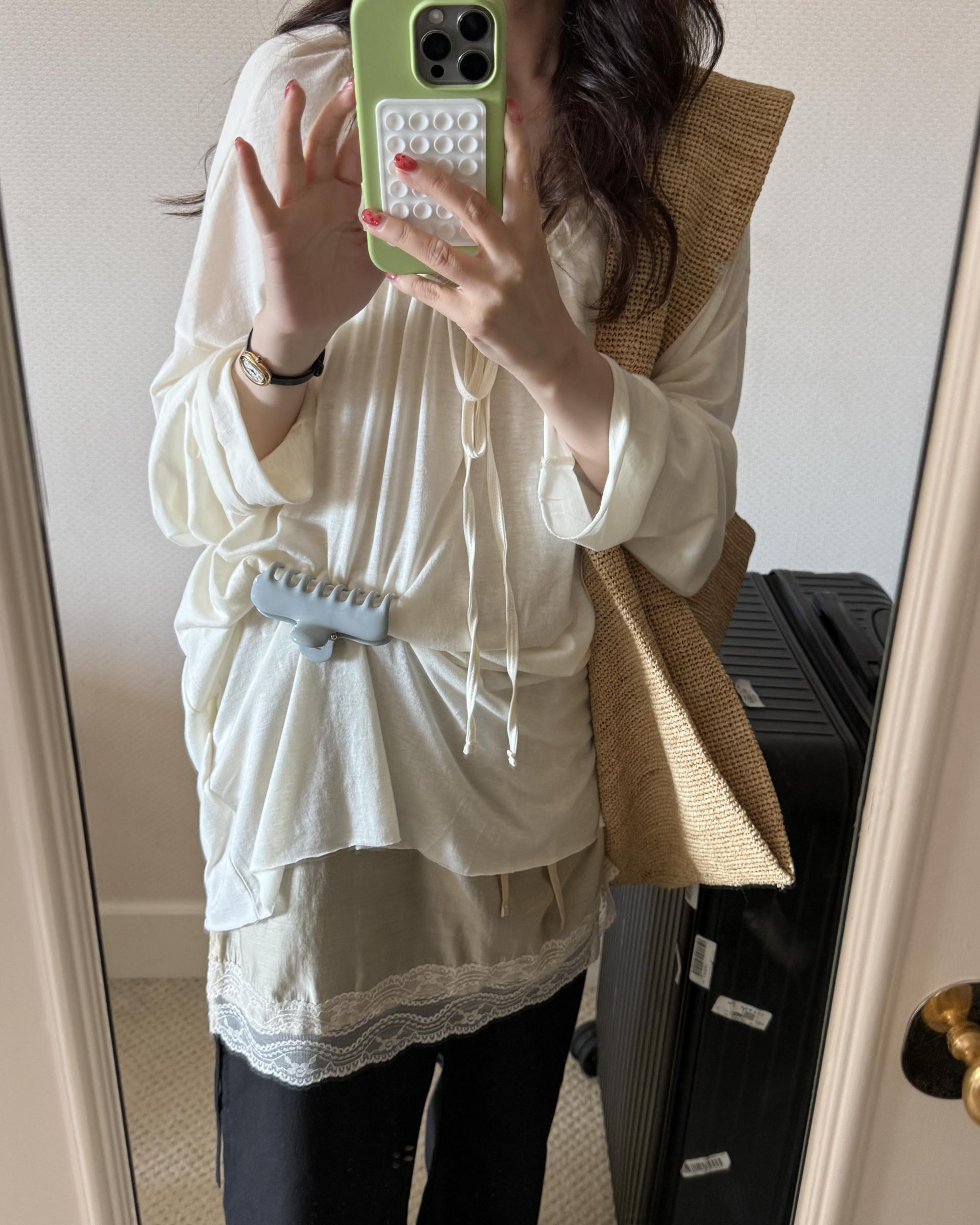 mercy top (charcoal/cream)