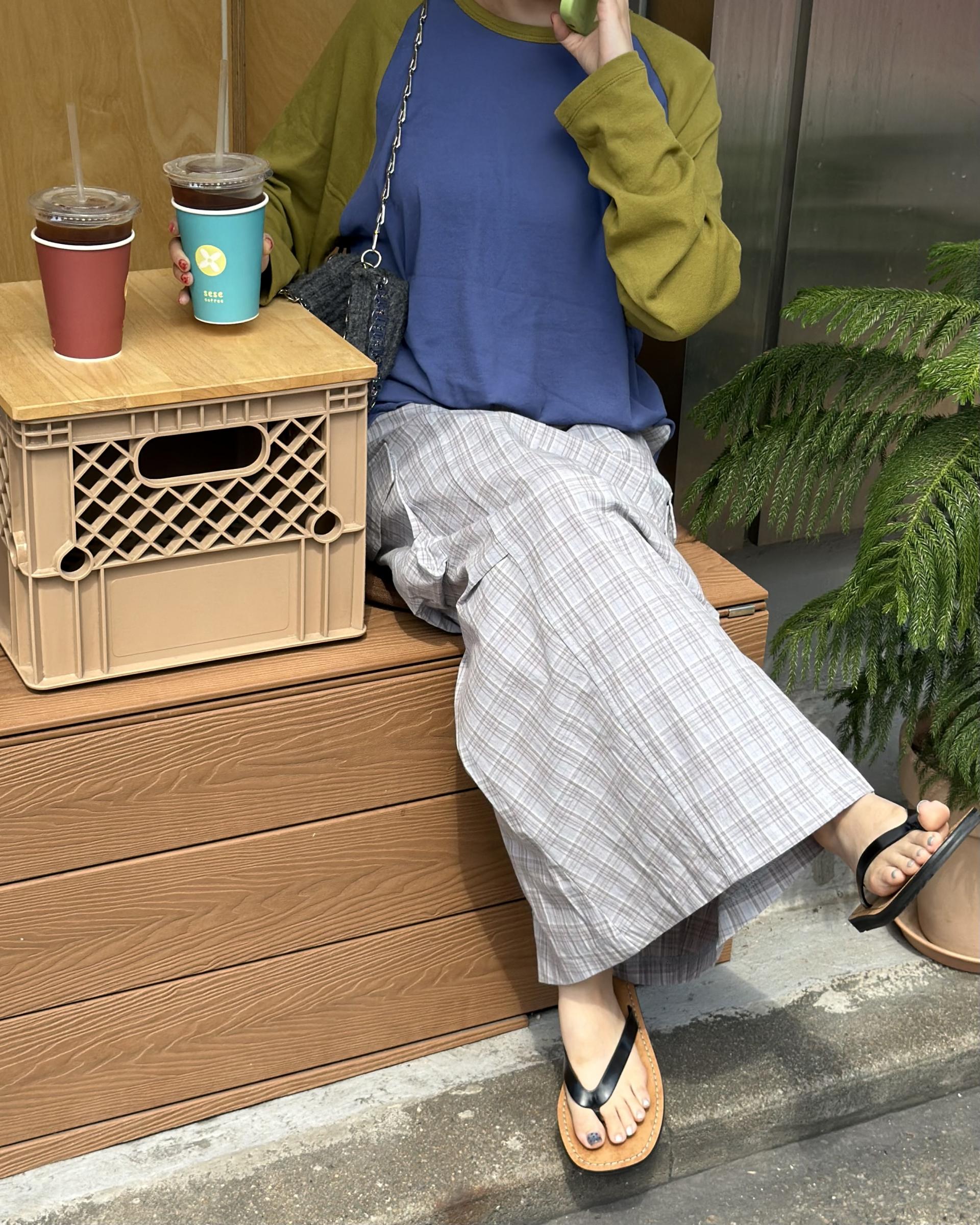 teddy check skirt (grey/navy)