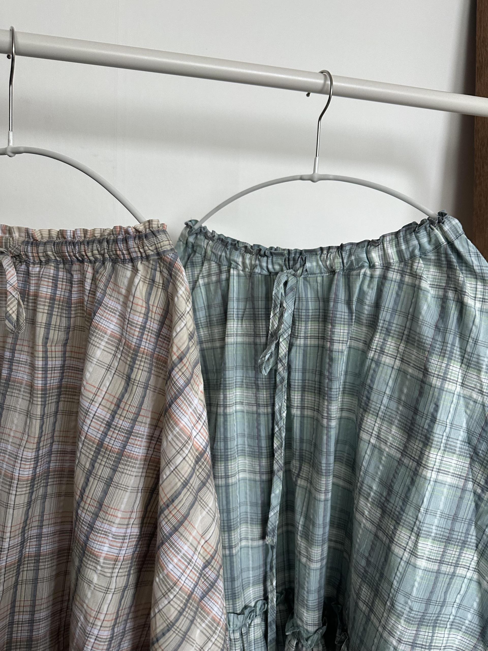 matilda check skirt (right mint/right yellow)