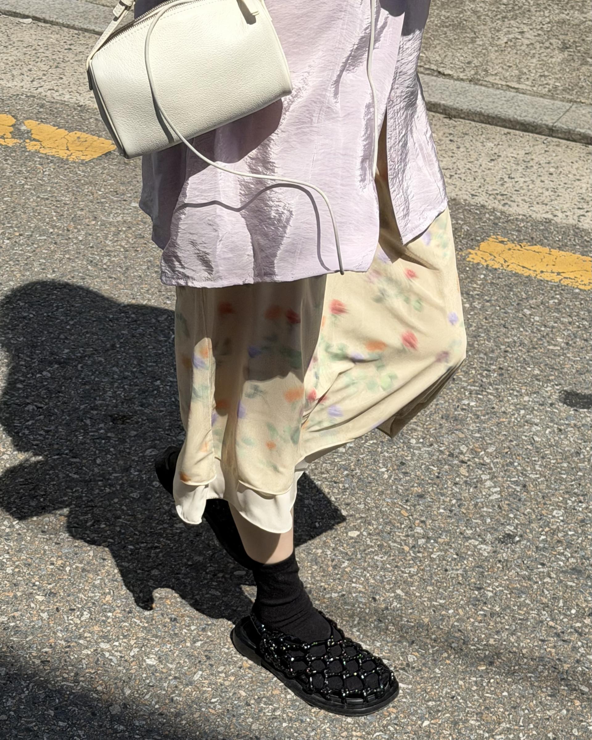 gloss half shirt (cream/lilac)