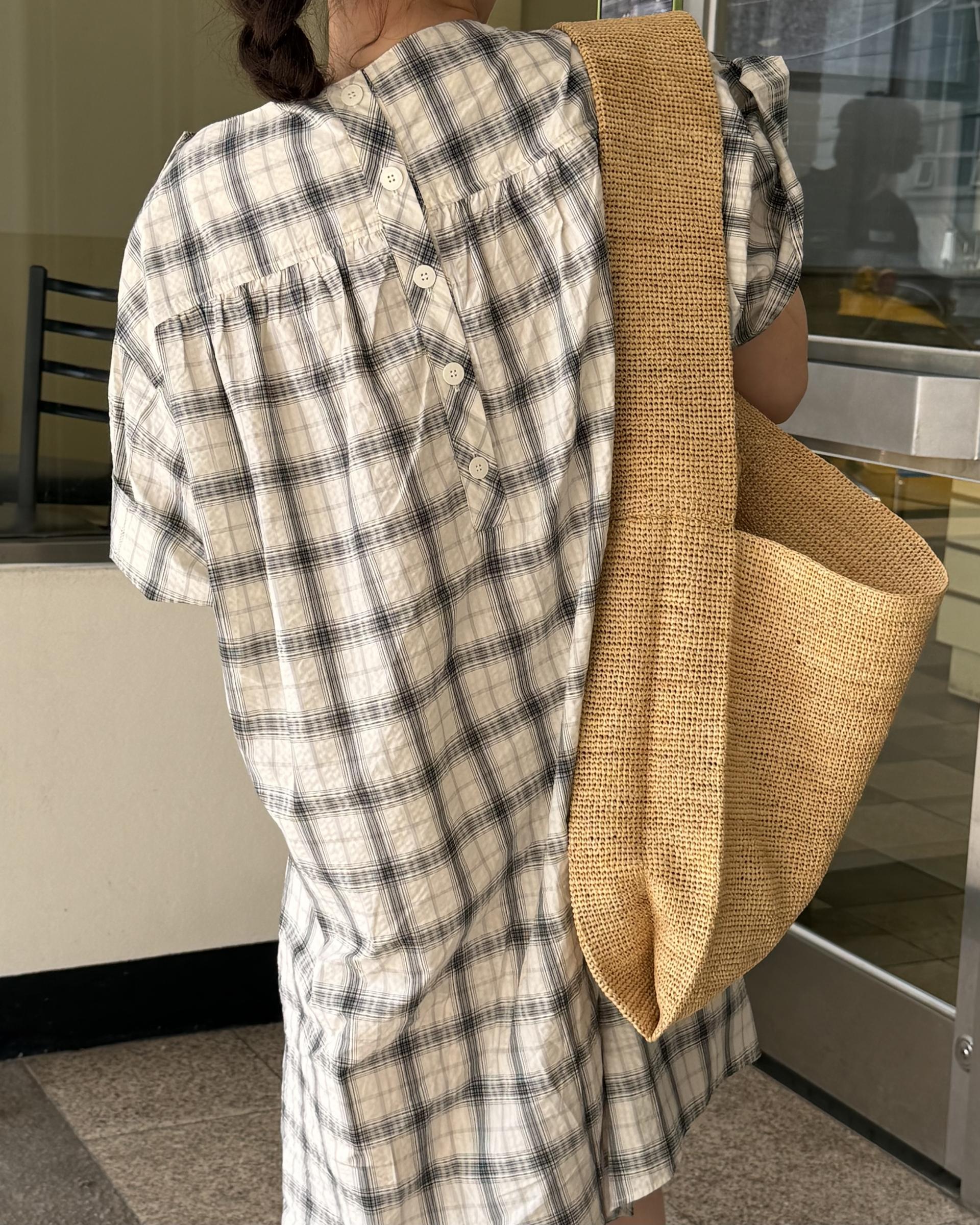 brioche check dress (cream)