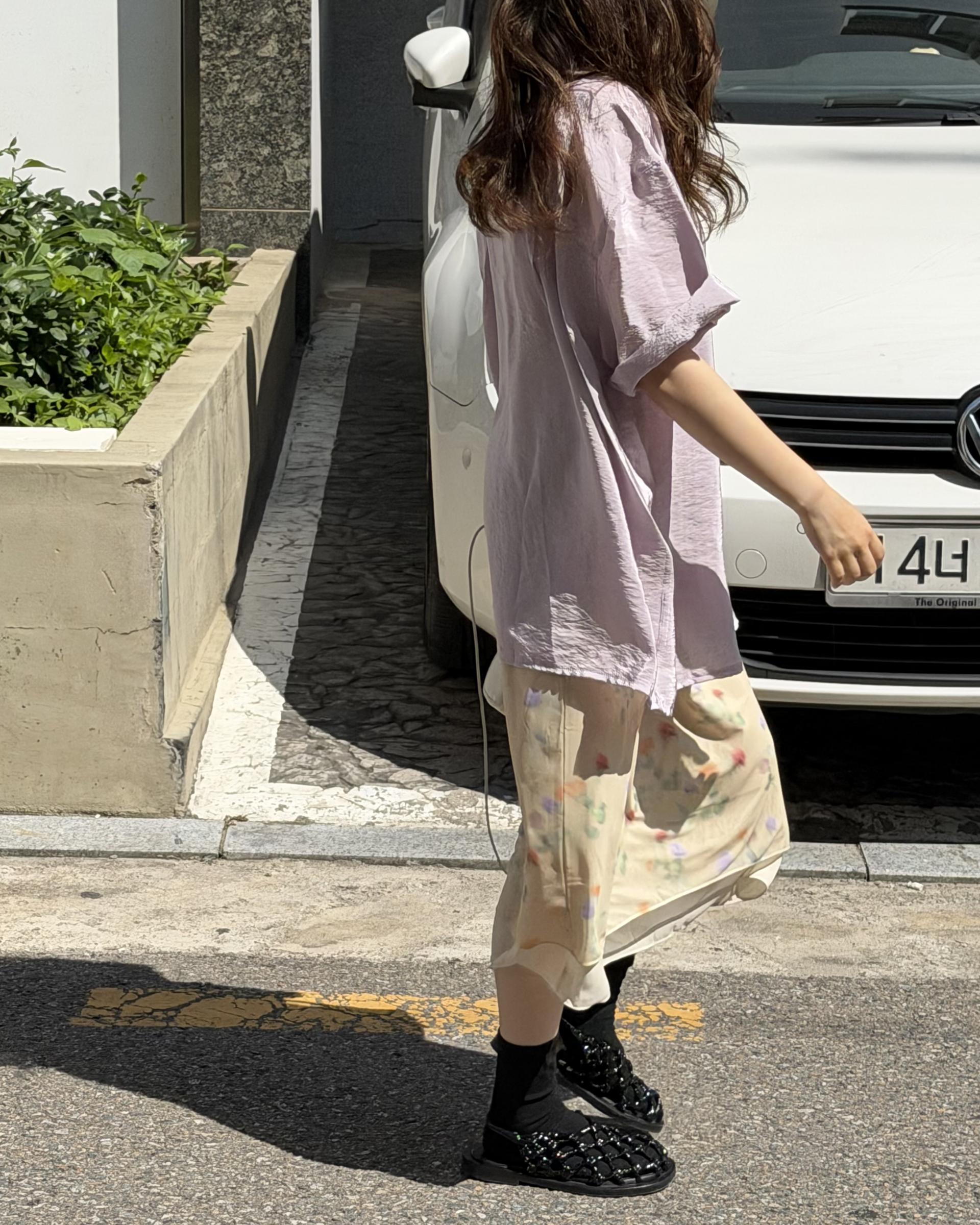 gloss half shirt (cream/lilac)