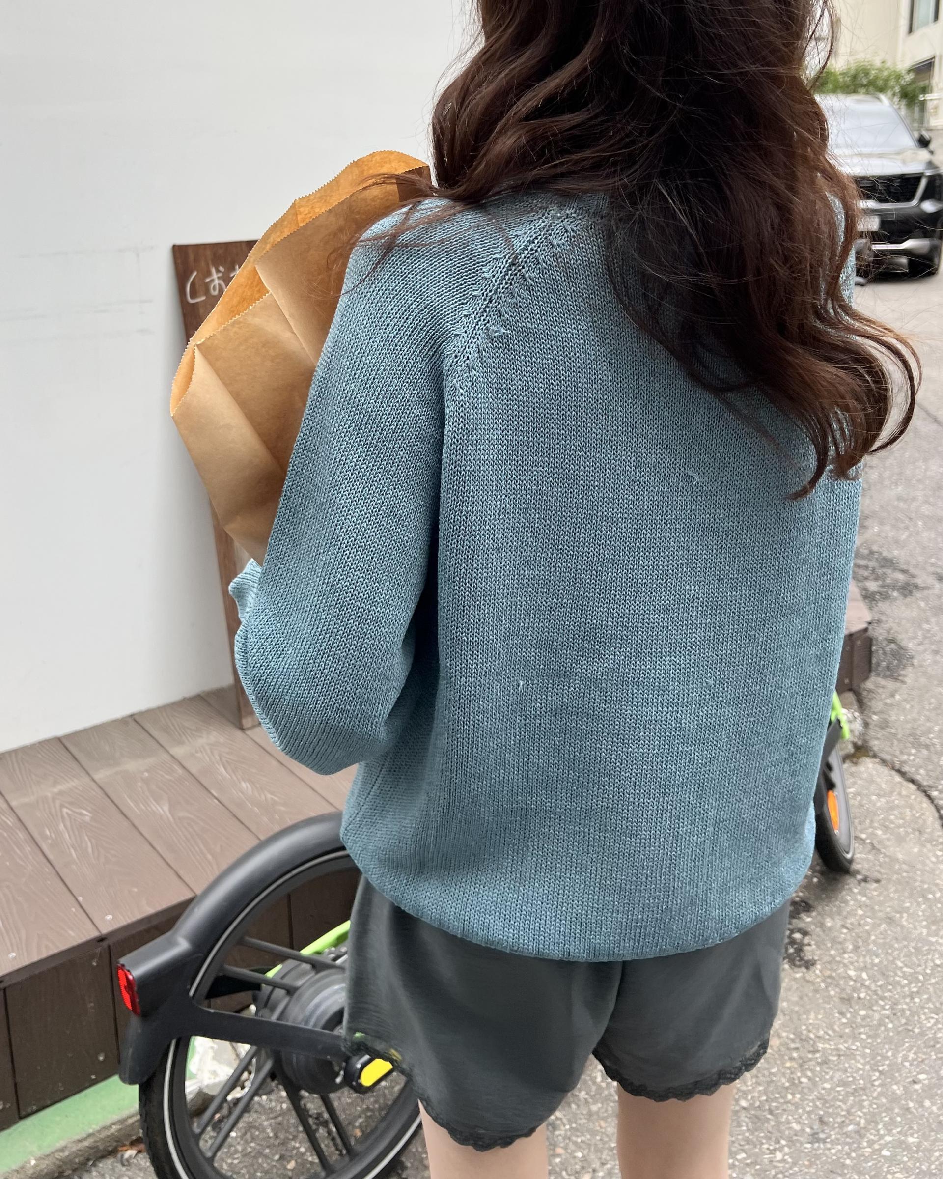meet round knit(turkish blue/cream)