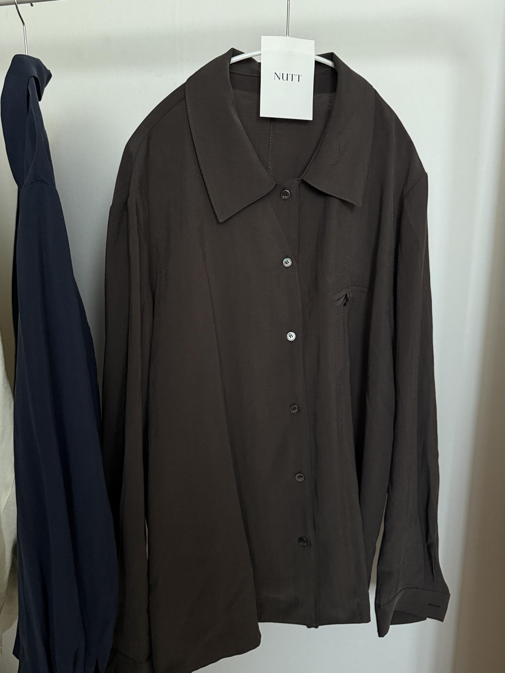 prim button blouse (brown/navy/cream)
