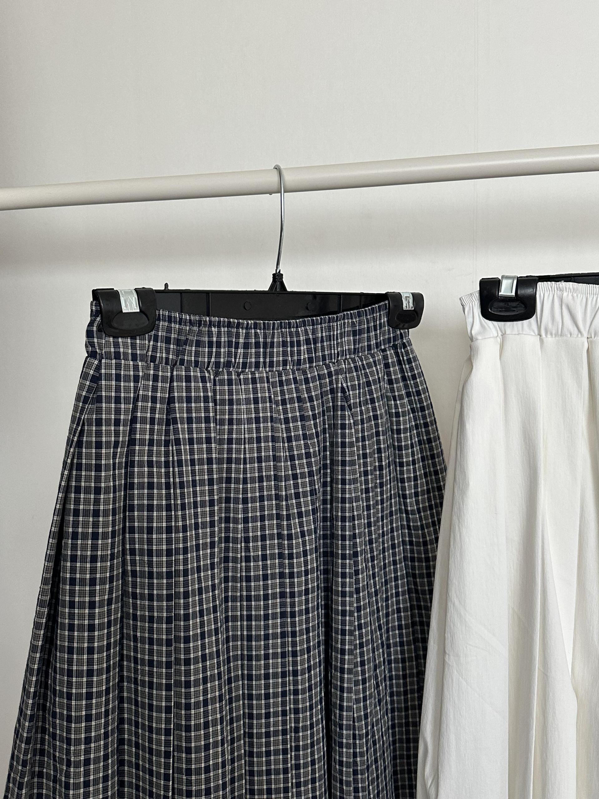 madeleine pleats skirt (check/cream)