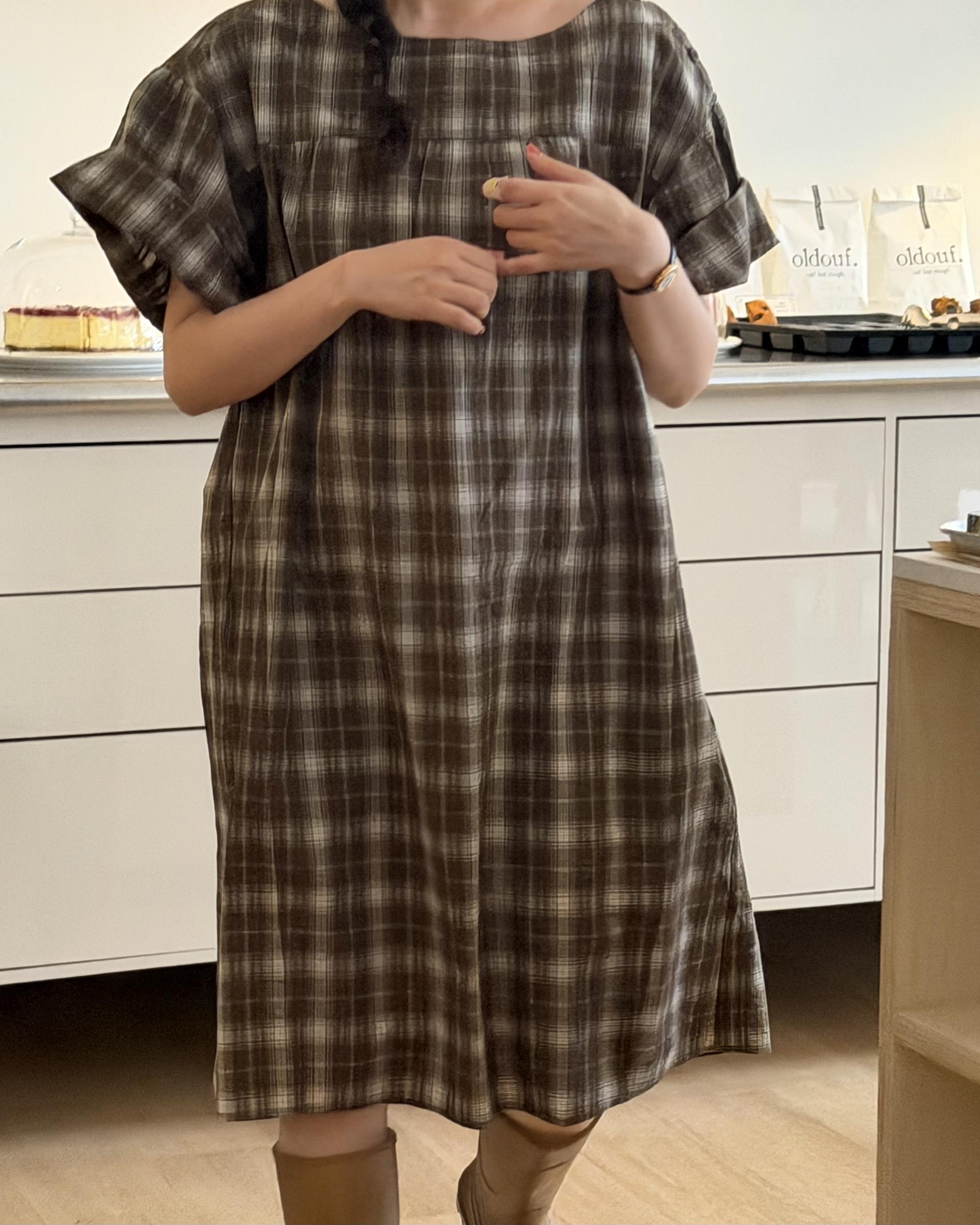 brioche check dress (mocha)