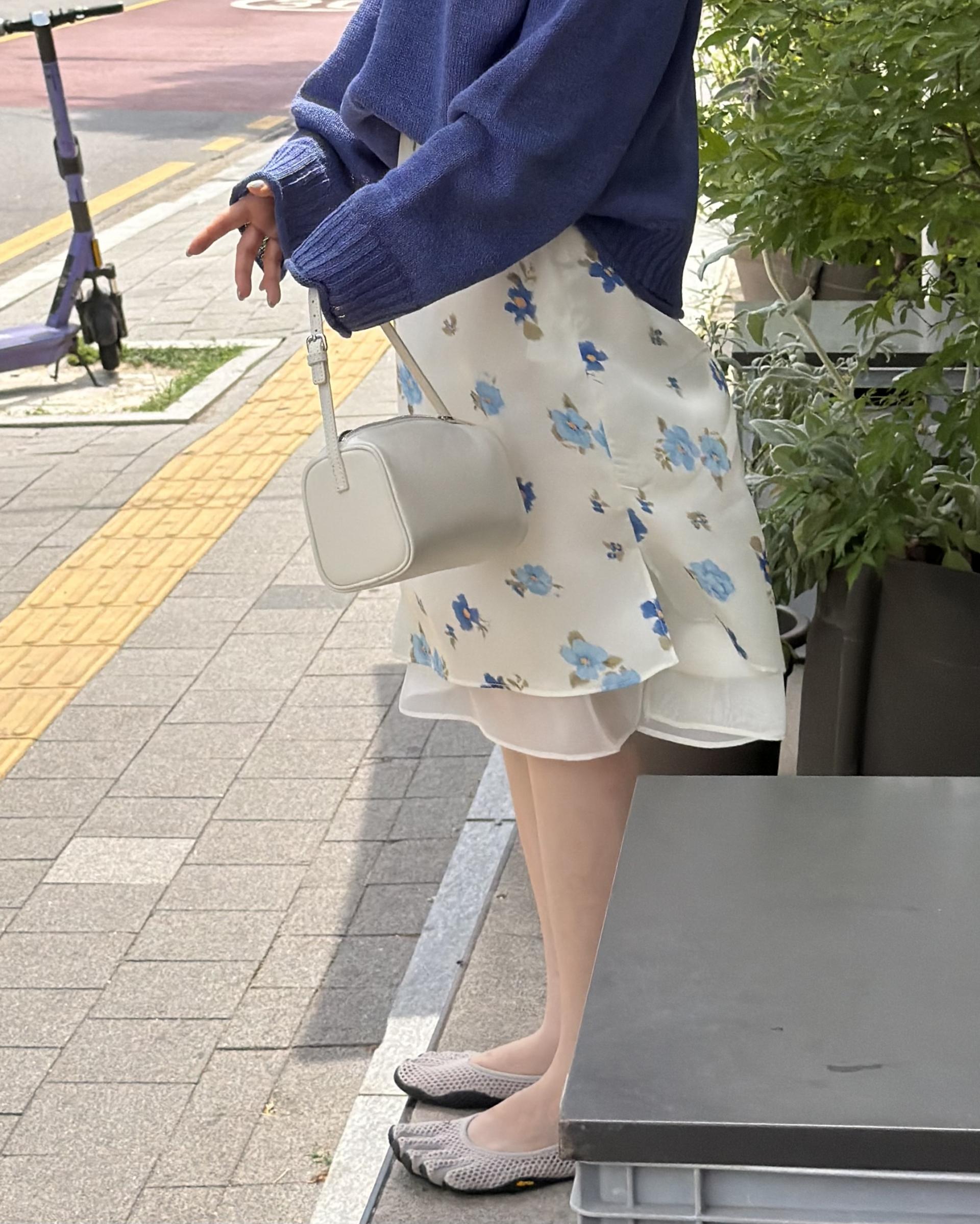 zen flower skirt (cream/mint)