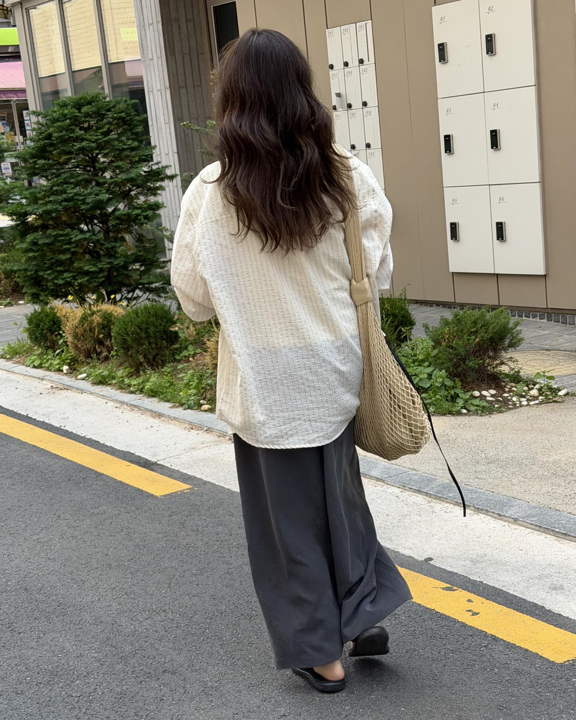 tacit stripe shirt (beige/blue)