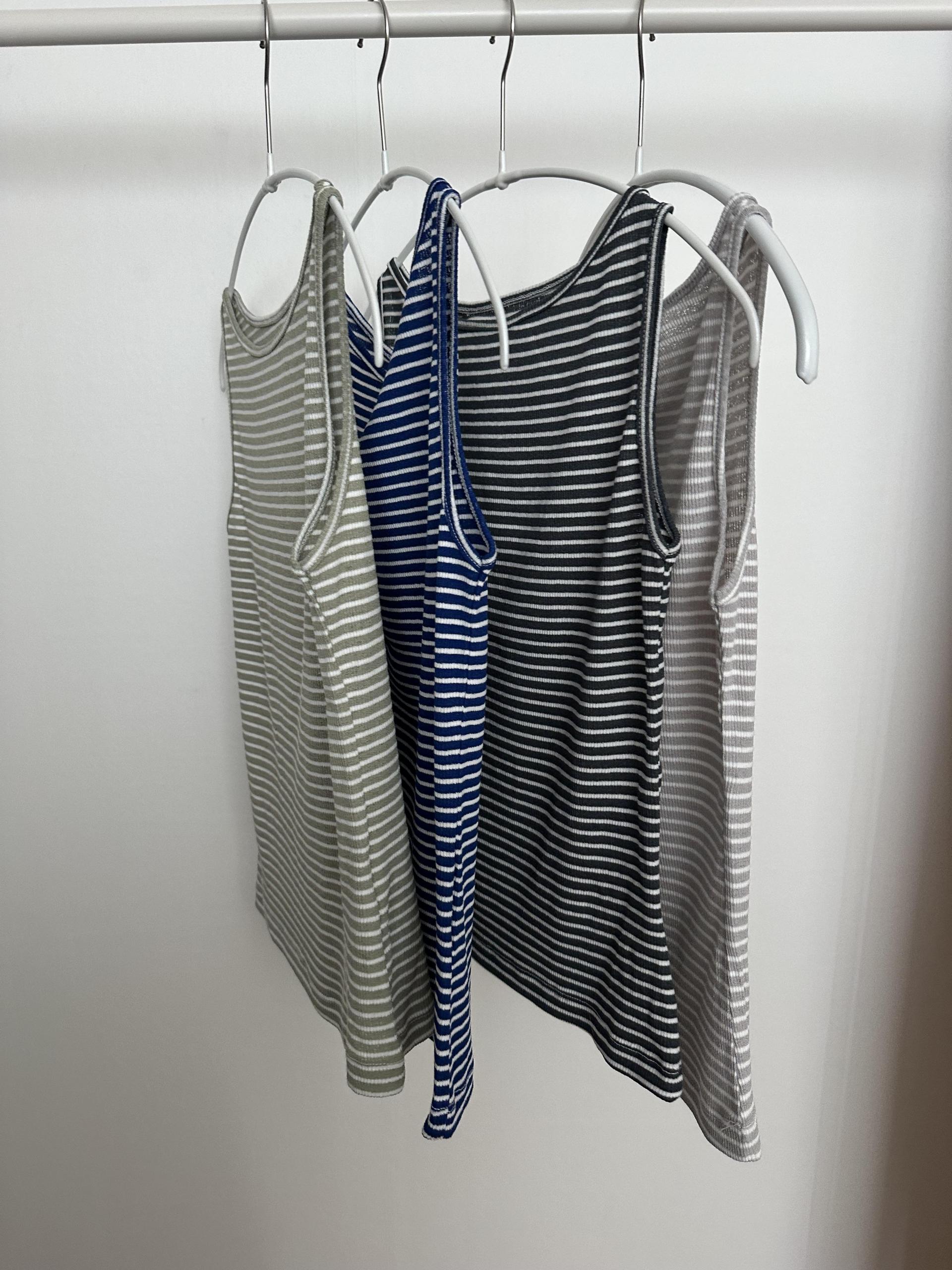 salt stripe sleeveless (blue/charcoal/pale grey/pale khaki)