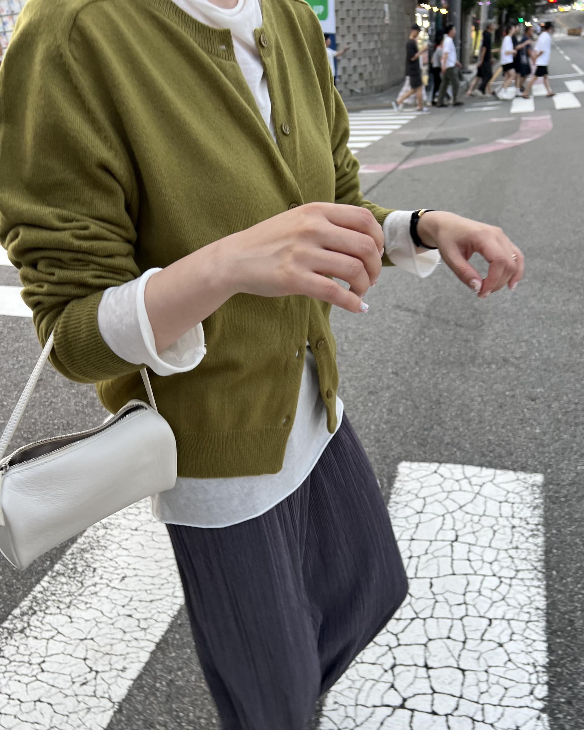 bowl round cardigan (grey/khaki/red)
