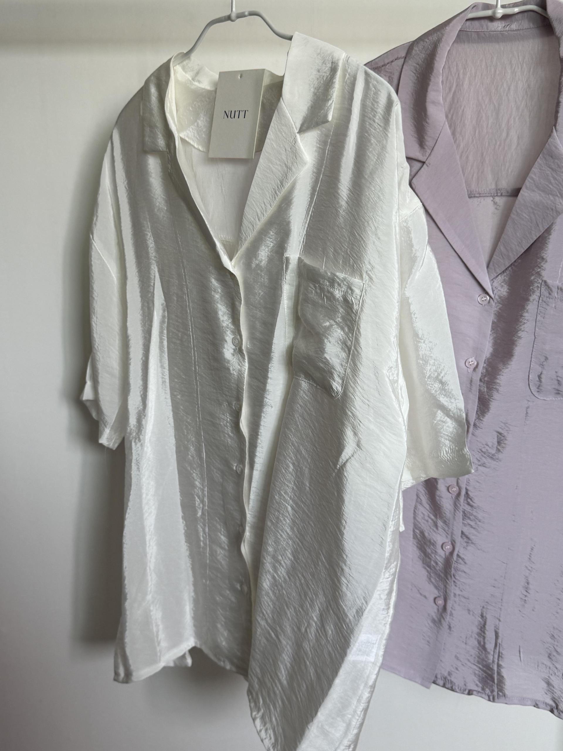 gloss half shirt (cream/lilac)