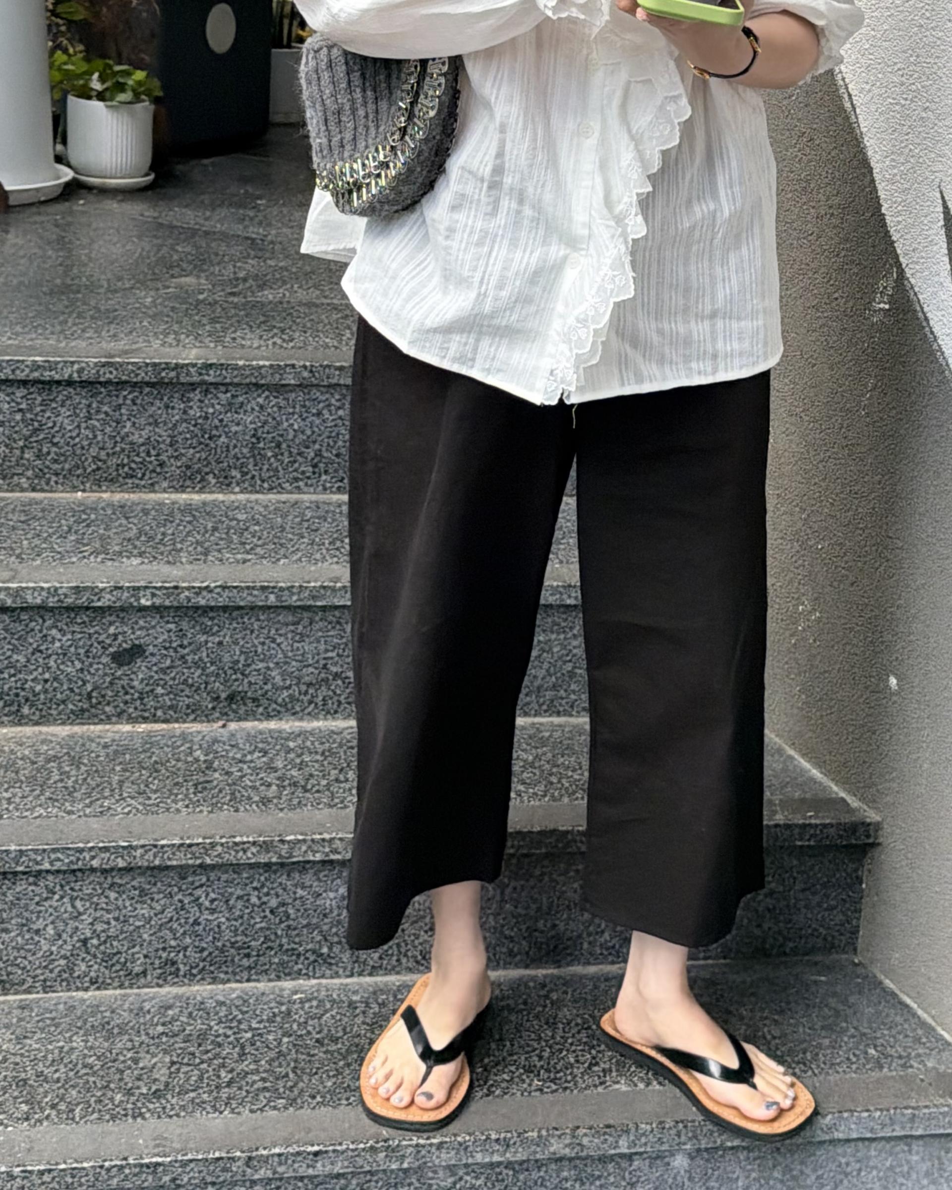 cottage ruffle lace blouse (white/check)