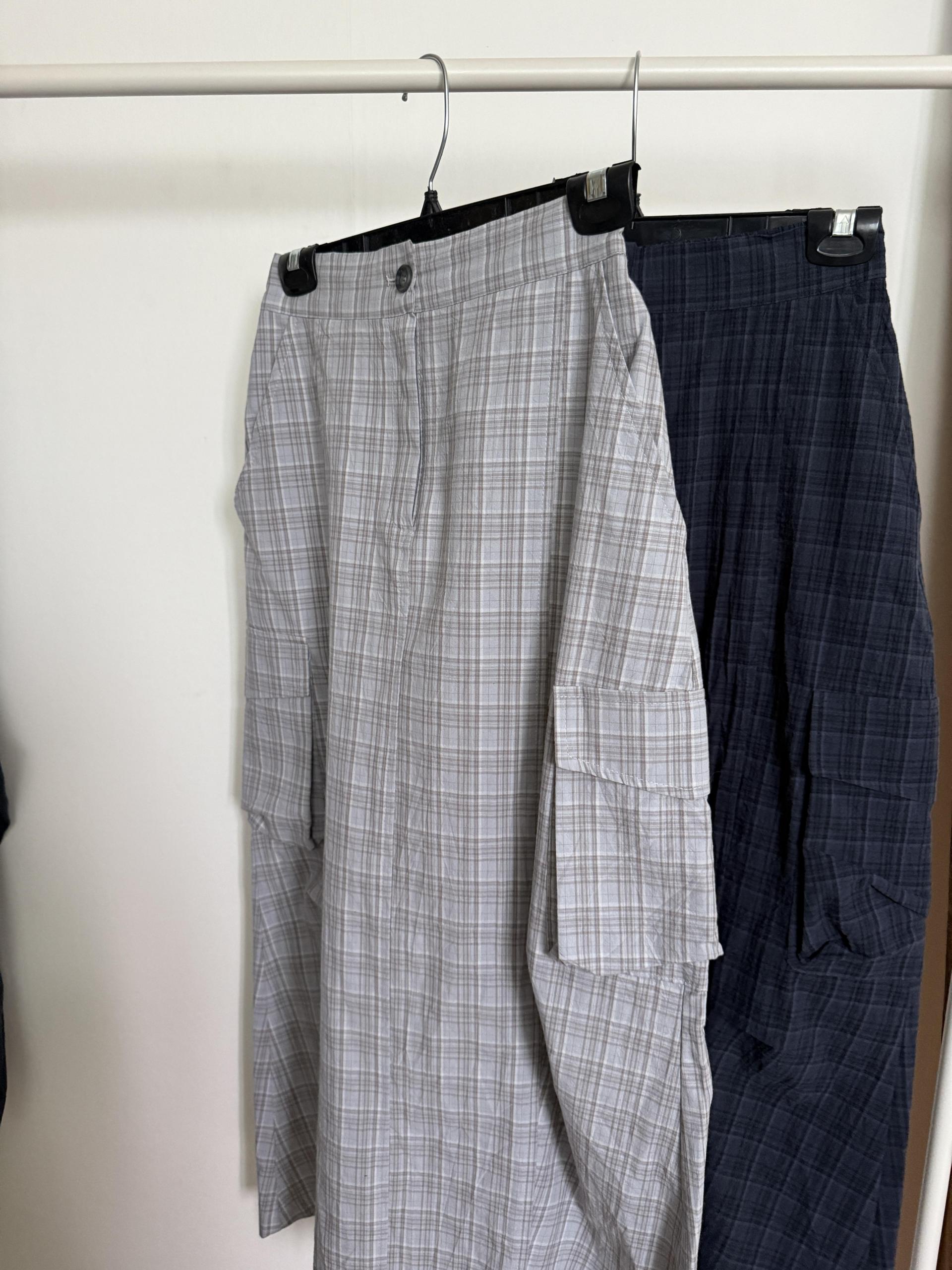 teddy check skirt (grey/navy)