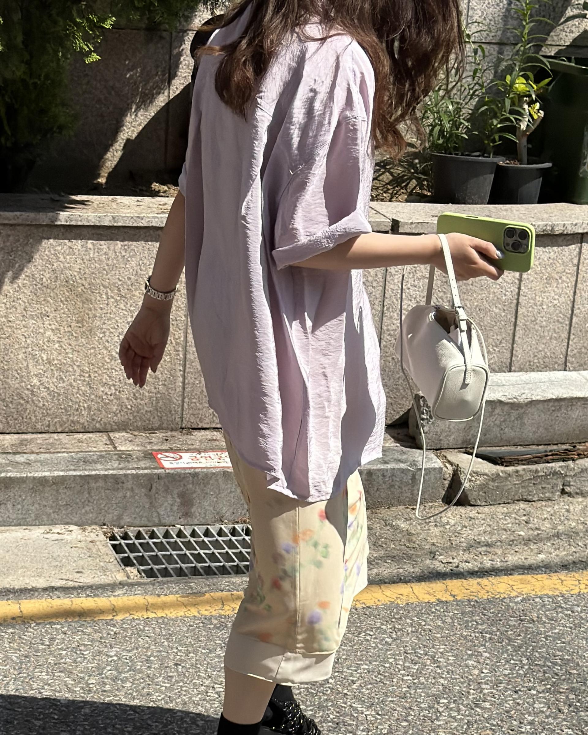 gloss half shirt (cream/lilac)