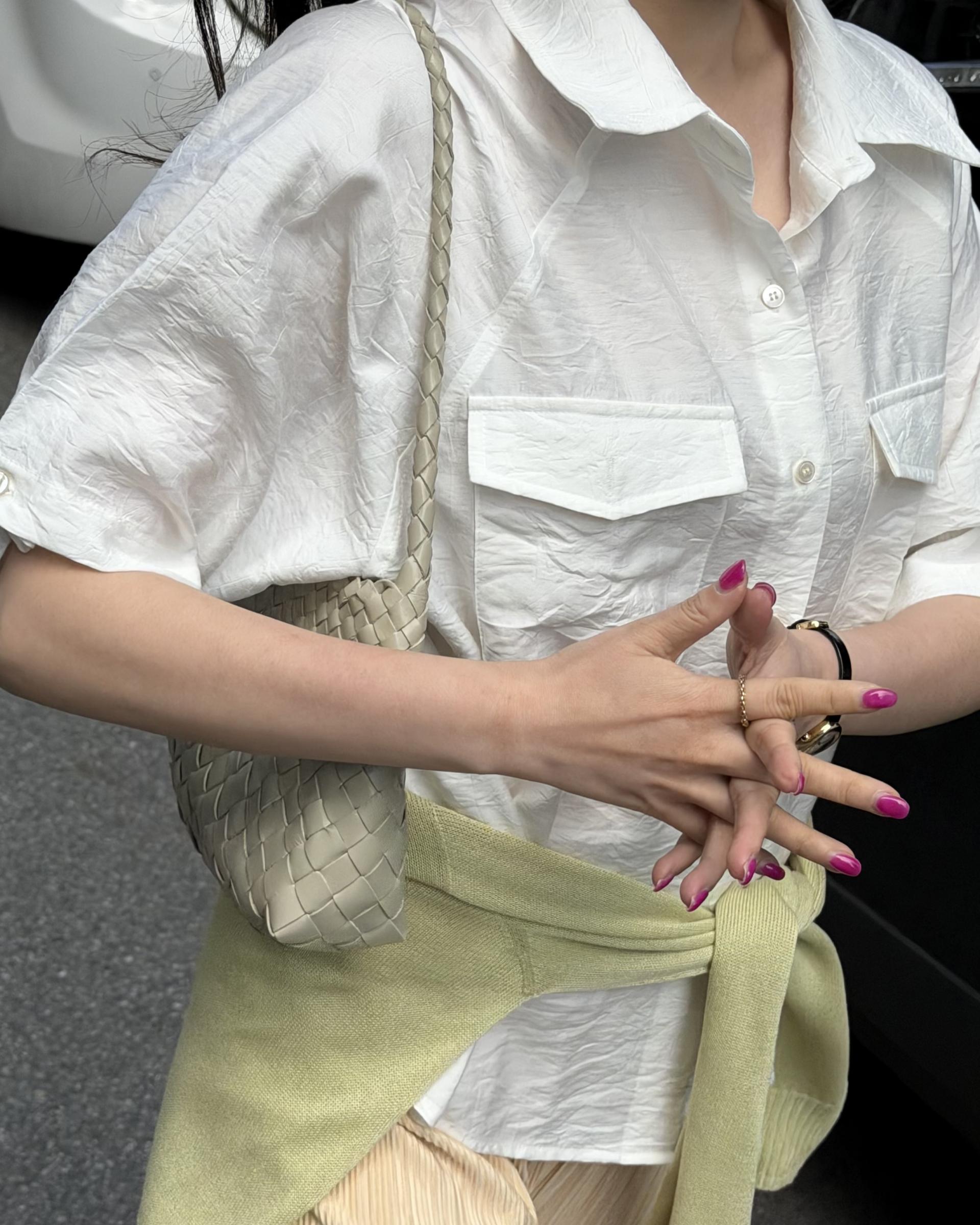shell half shirt (cream/charcoal)