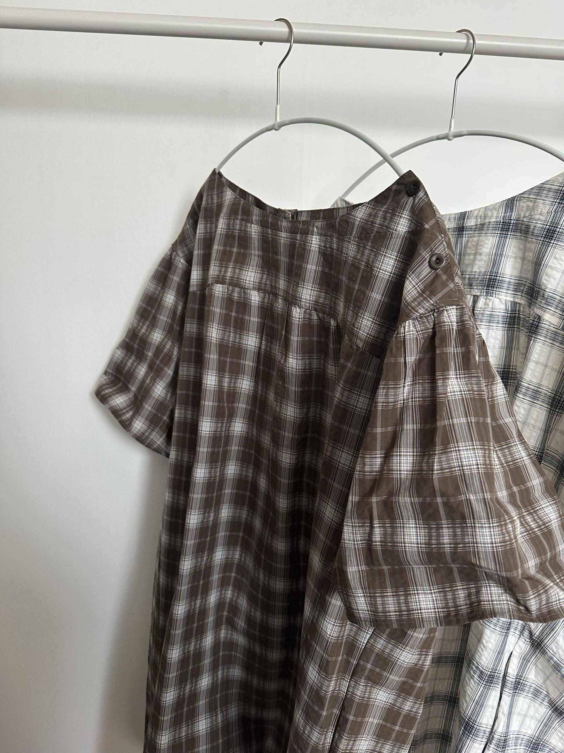 brioche check dress (cream)