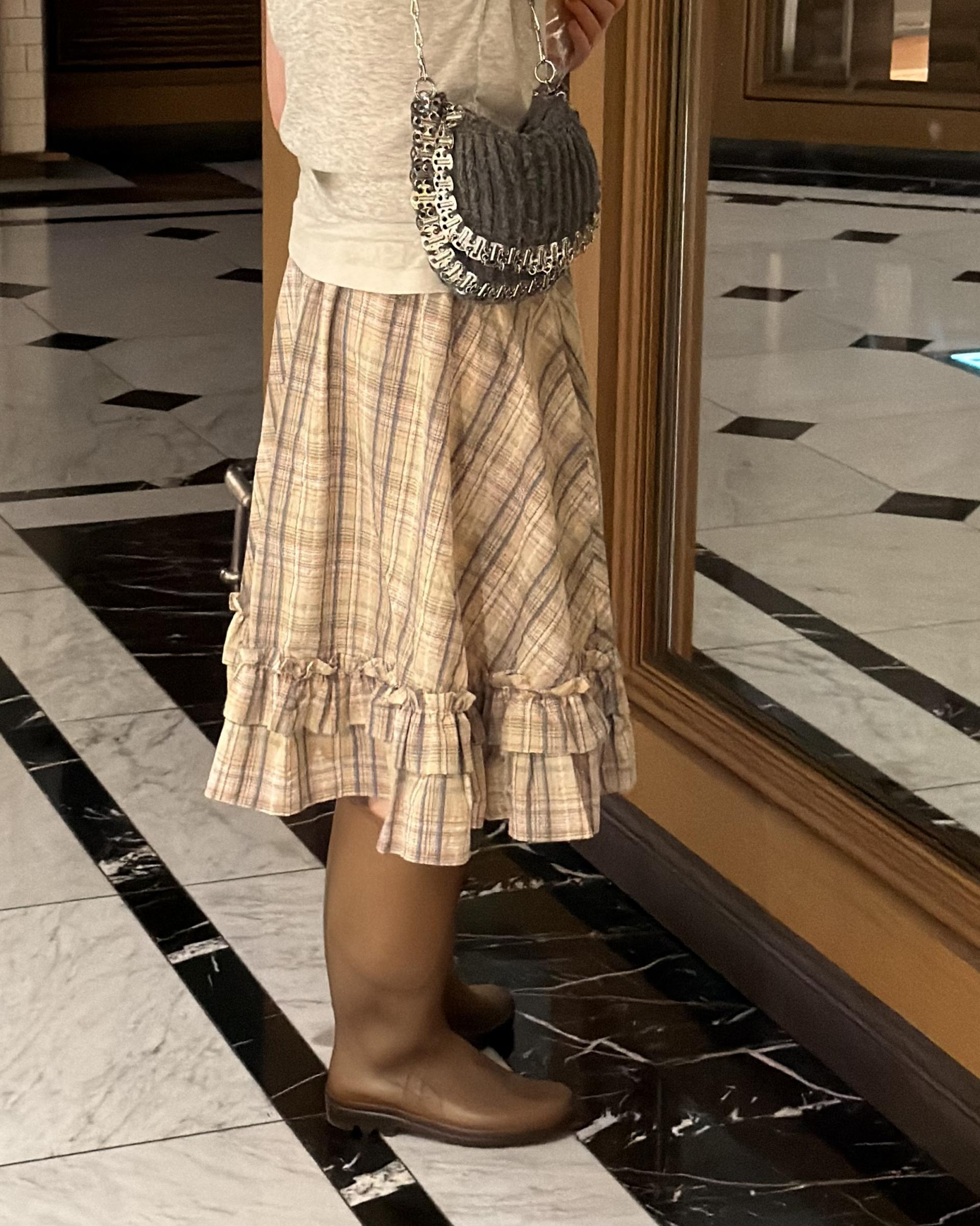 matilda check skirt (right mint/right yellow)