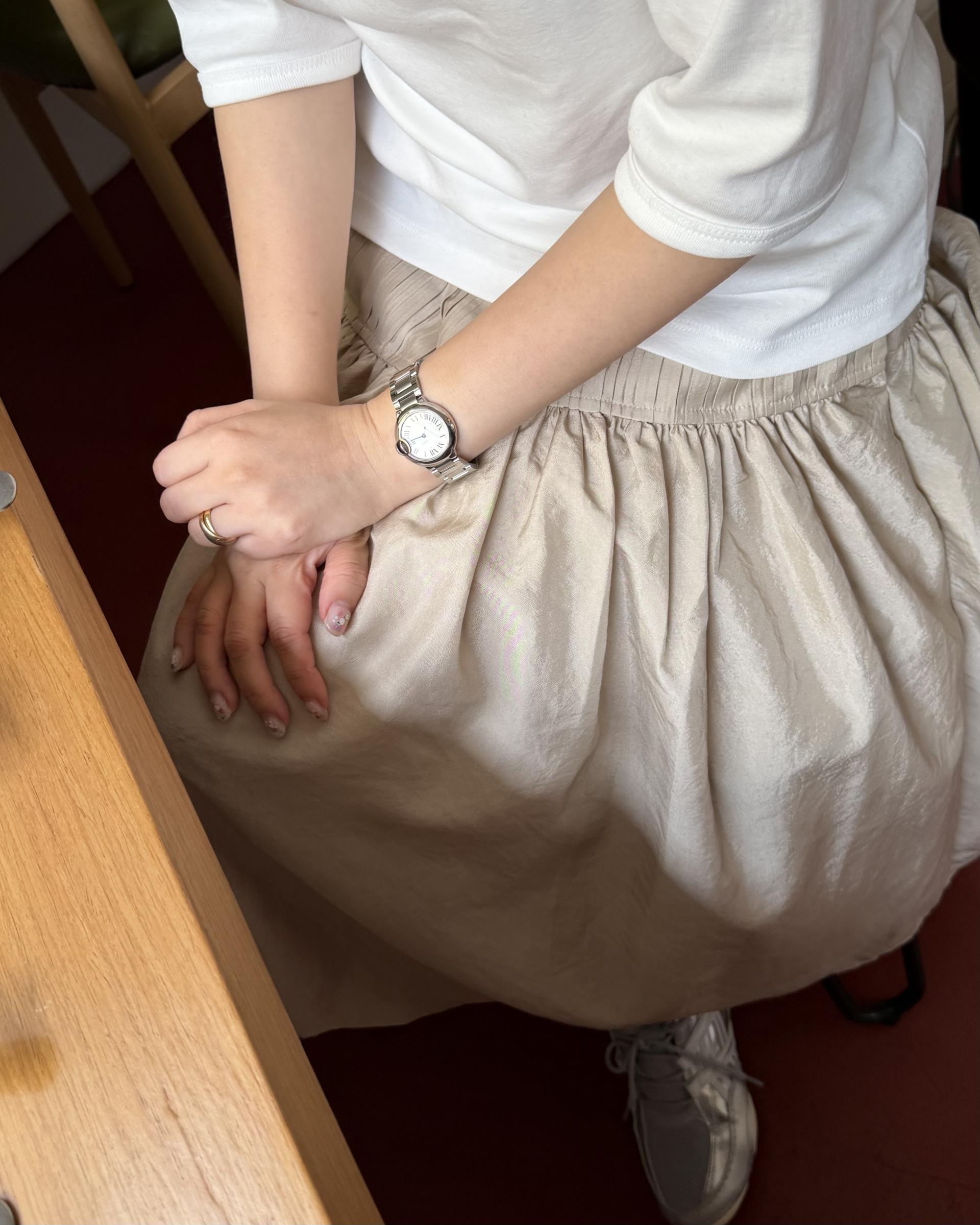 marge pintuck skirt (milk beige/charcoal)
