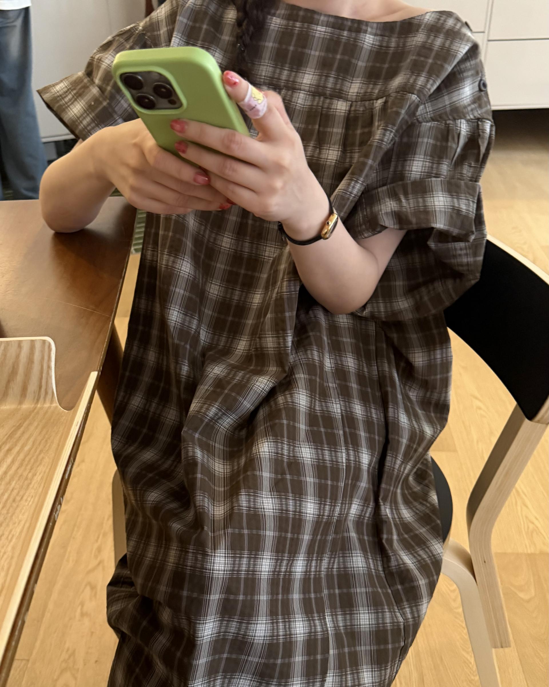 brioche check dress (mocha)