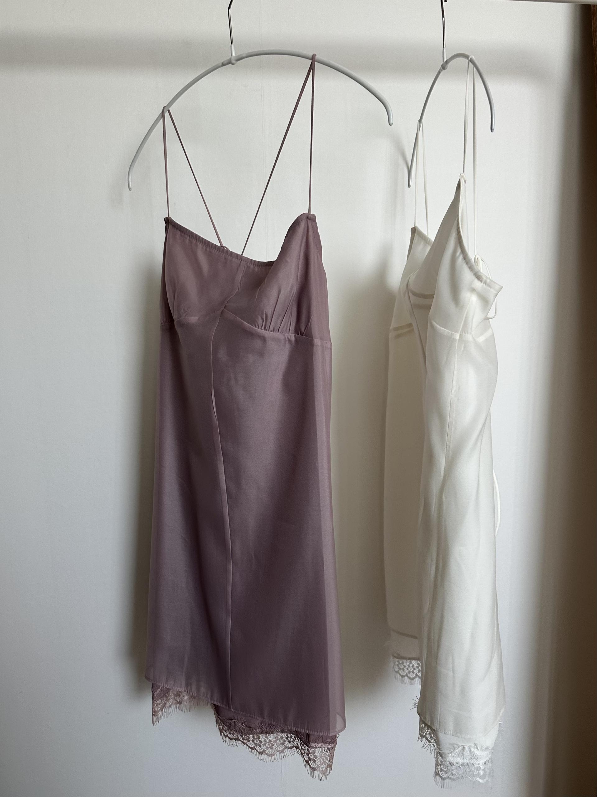 sheer layered dress (cream/dusty pink)