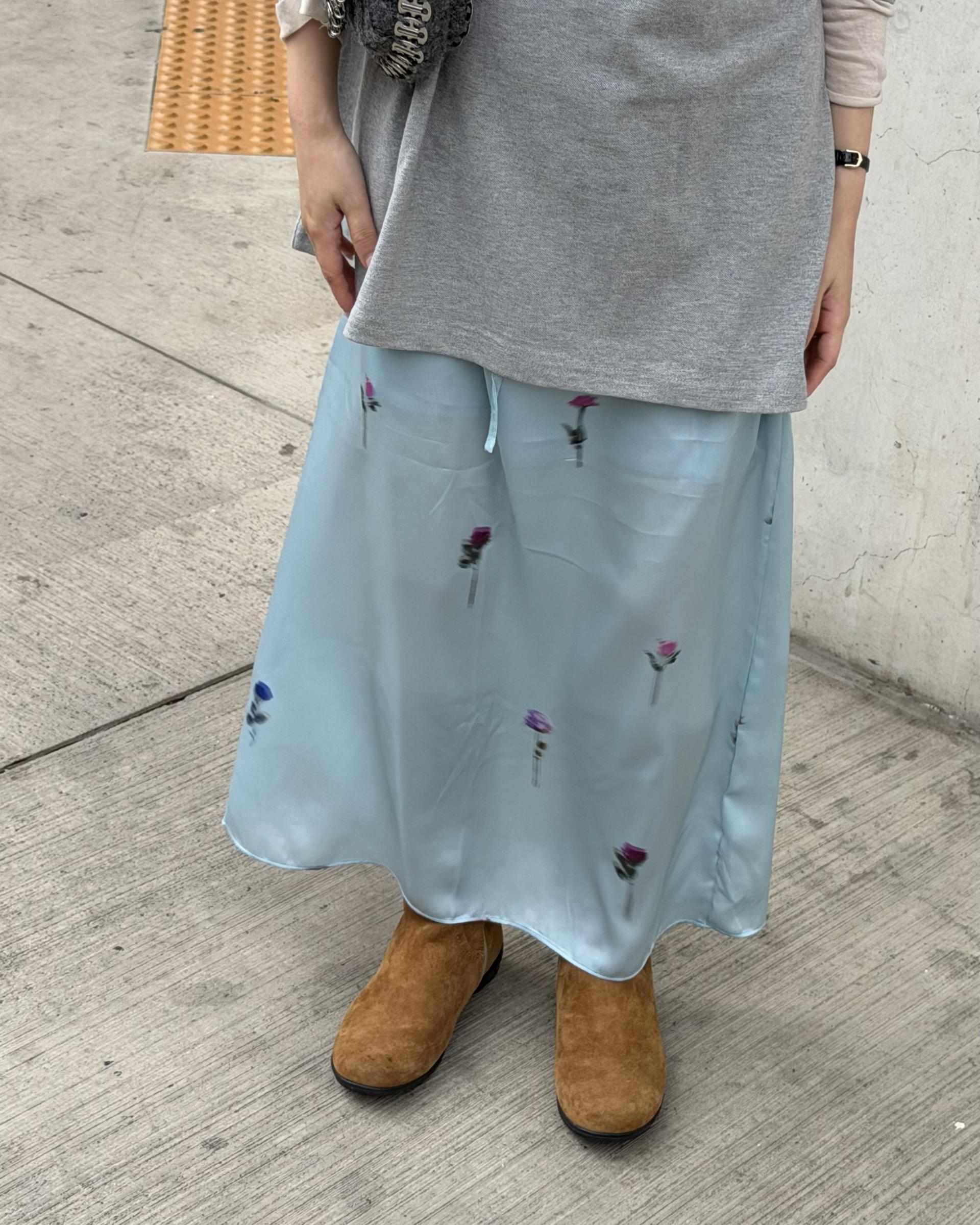 domingo flower skirt (sky blue)