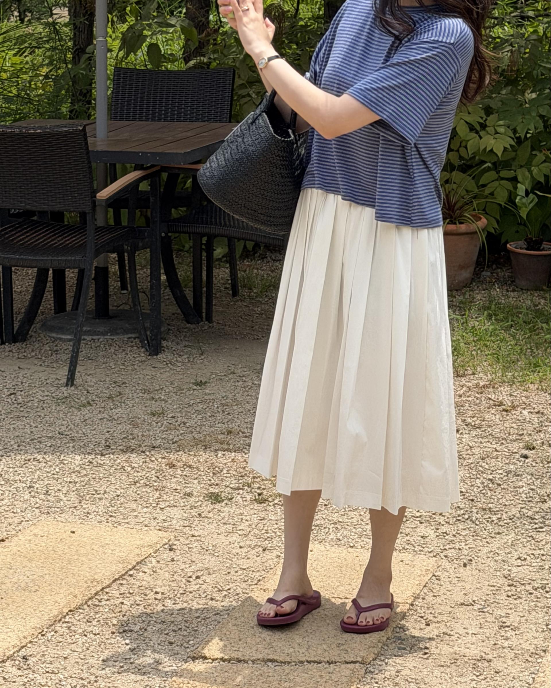 madeleine pleats skirt (check/cream)