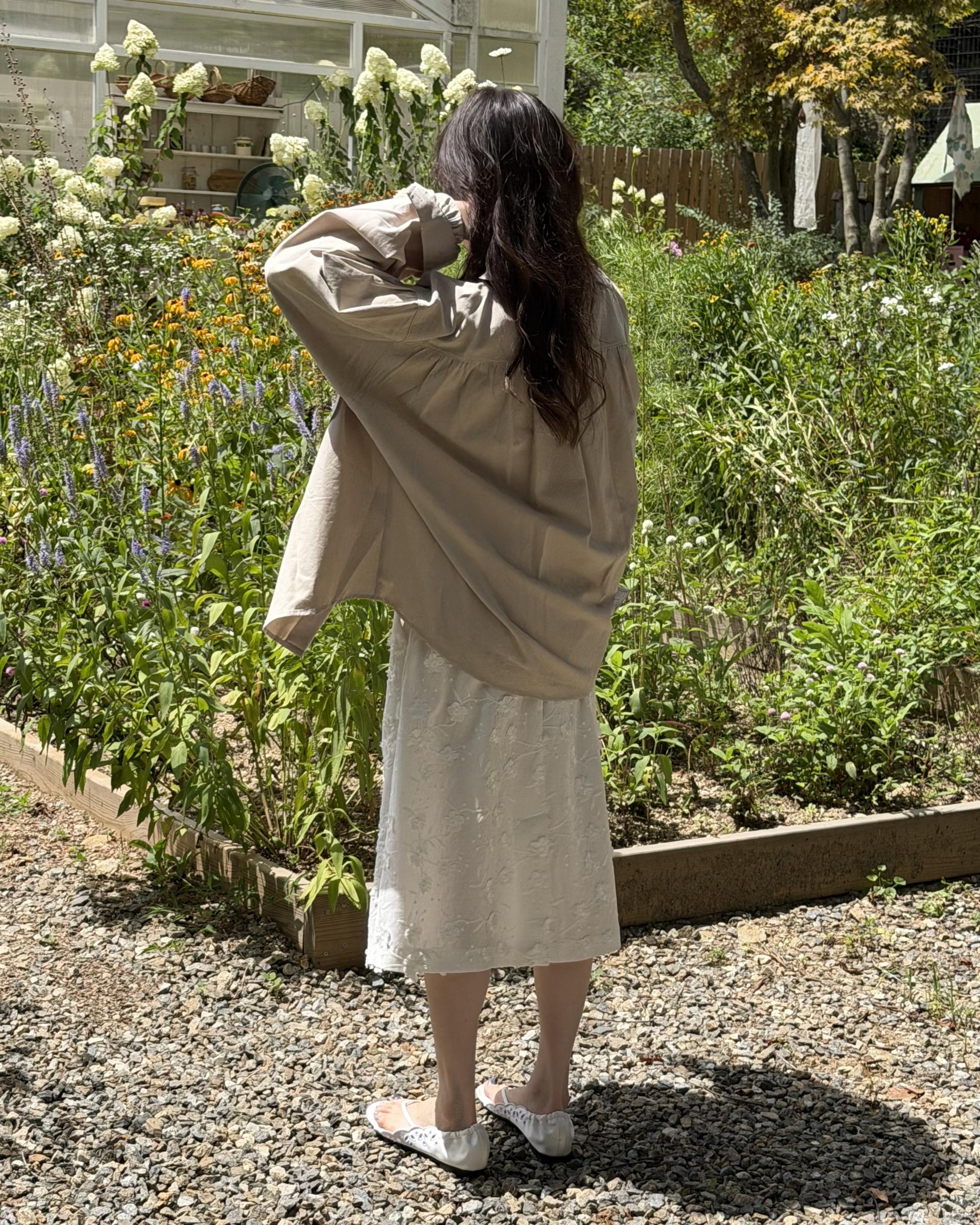 magnet shirring blouse (cream/beige)