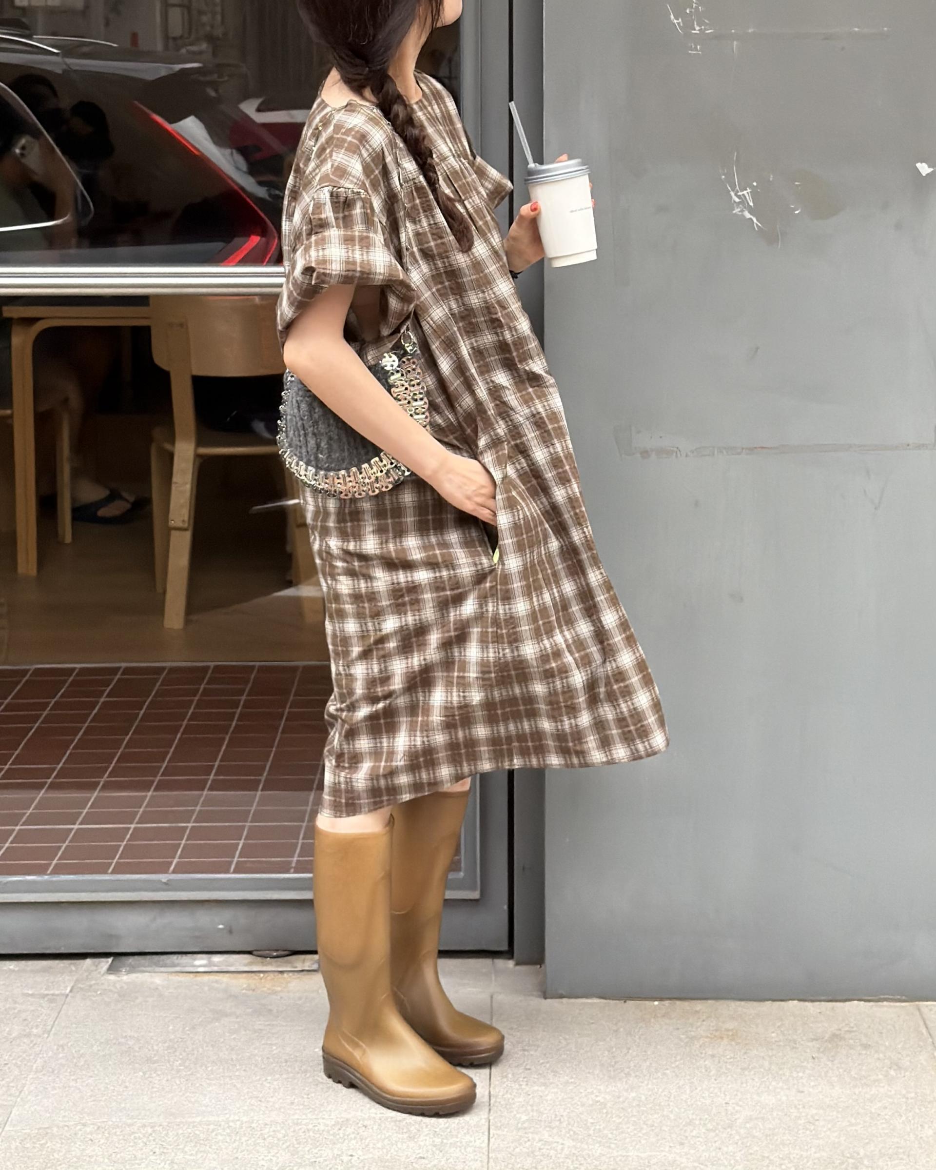 brioche check dress (mocha)