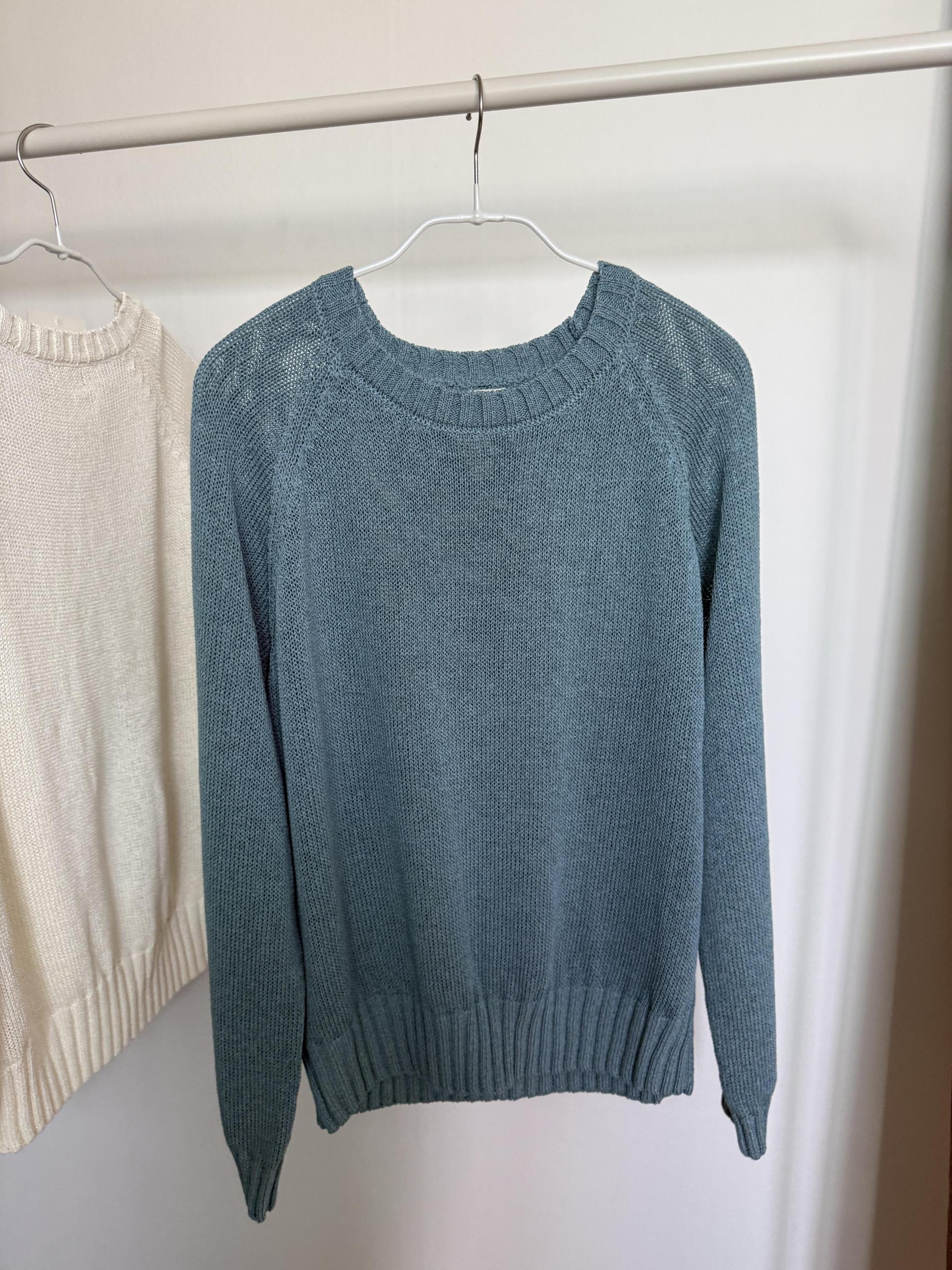 meet round knit(turkish blue/cream)