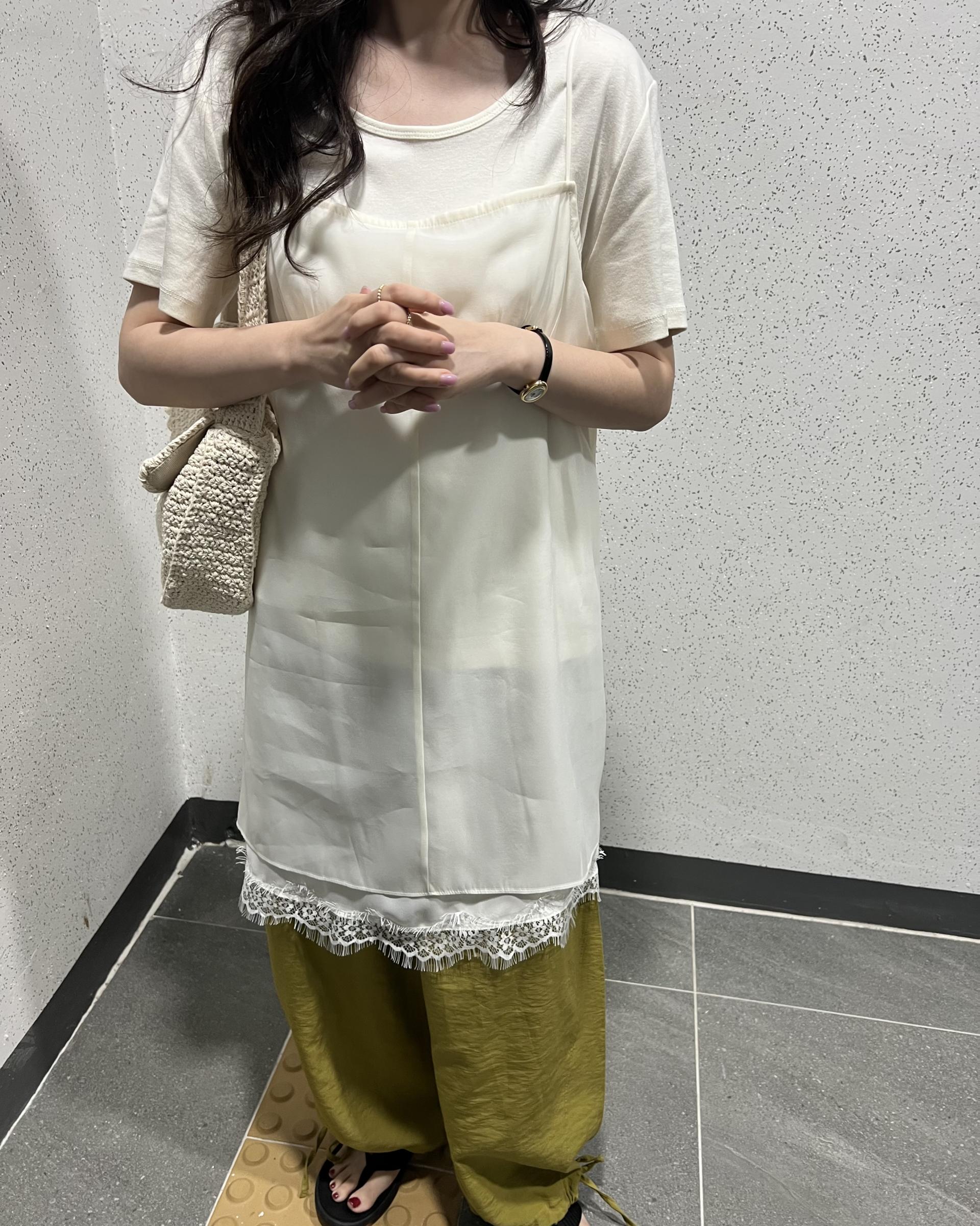 hul u-neck top (cream/melange grey)
