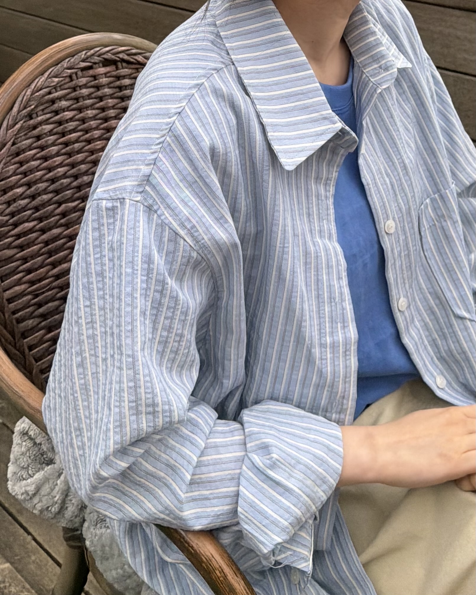 mile top (aqua blue/melange/white) 완