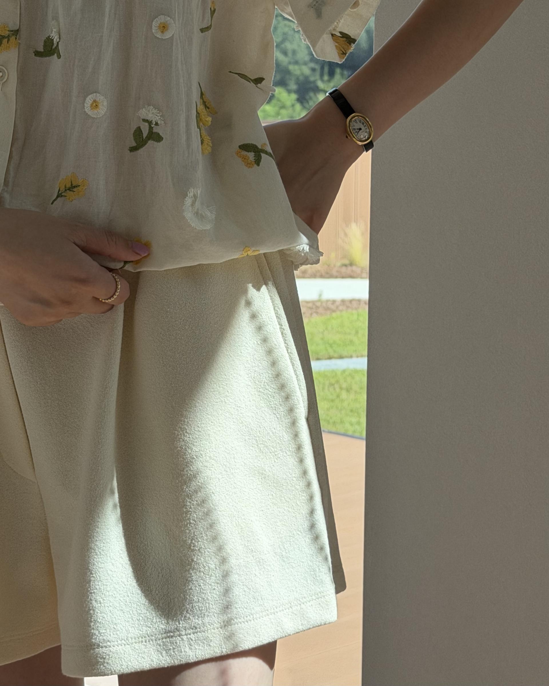 cream terry shorts