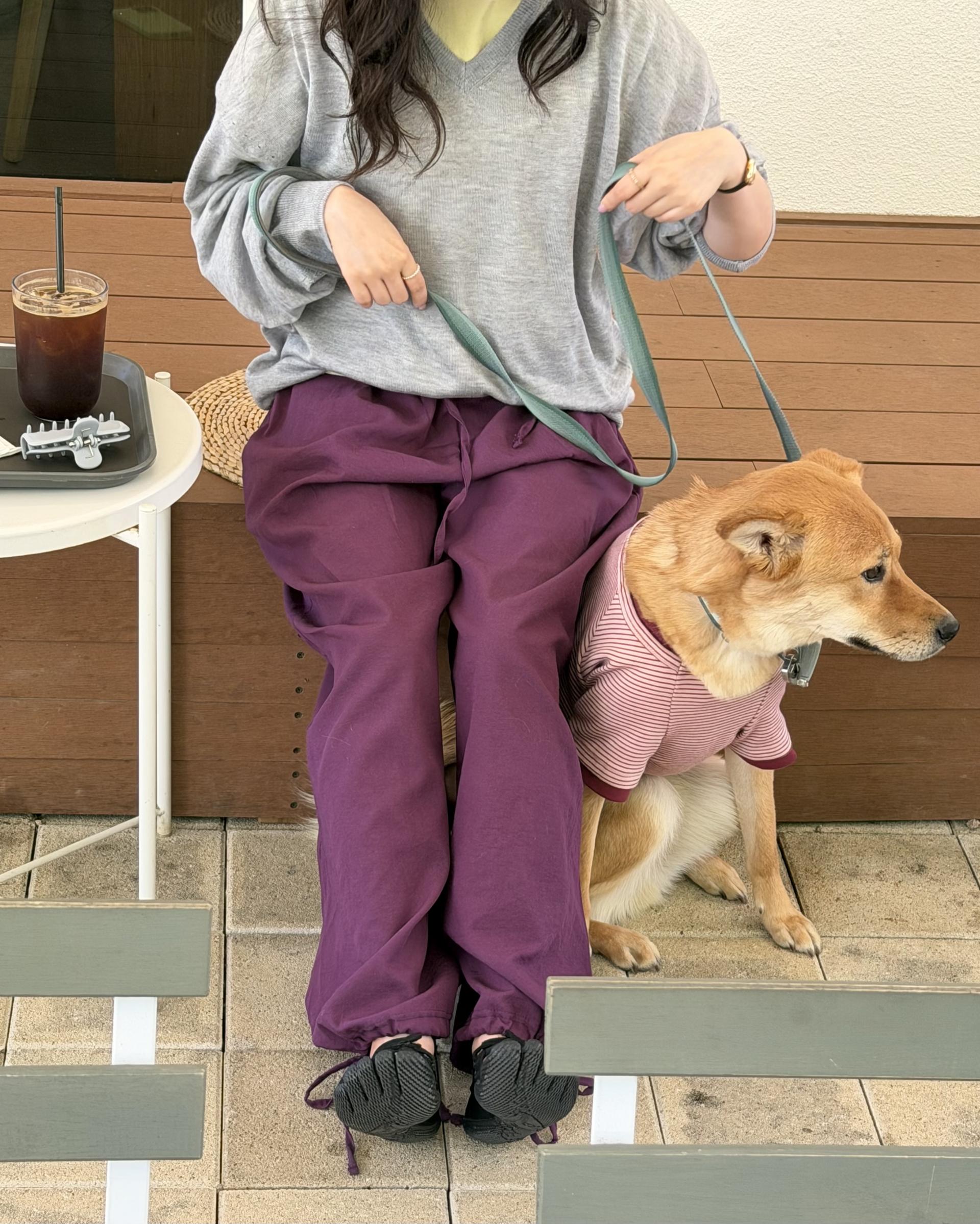 boat linen pants (purple/green)